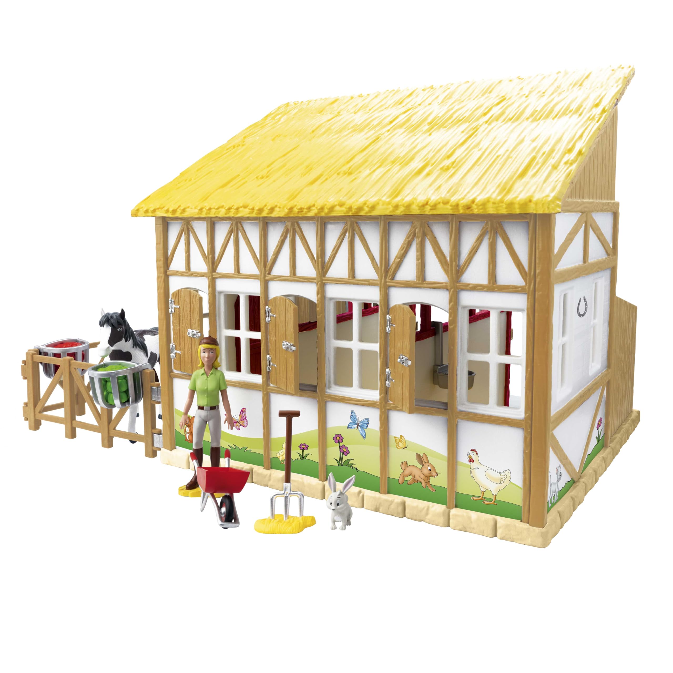 CRAZE Bibi und Tina Spielzeug Pferdestall Set Martinshof Spielset mit Pferden Spielfiguren und Pferde Zubehör Reiterhof Bauernhof Spielzeug ab 3 Jahre 35009