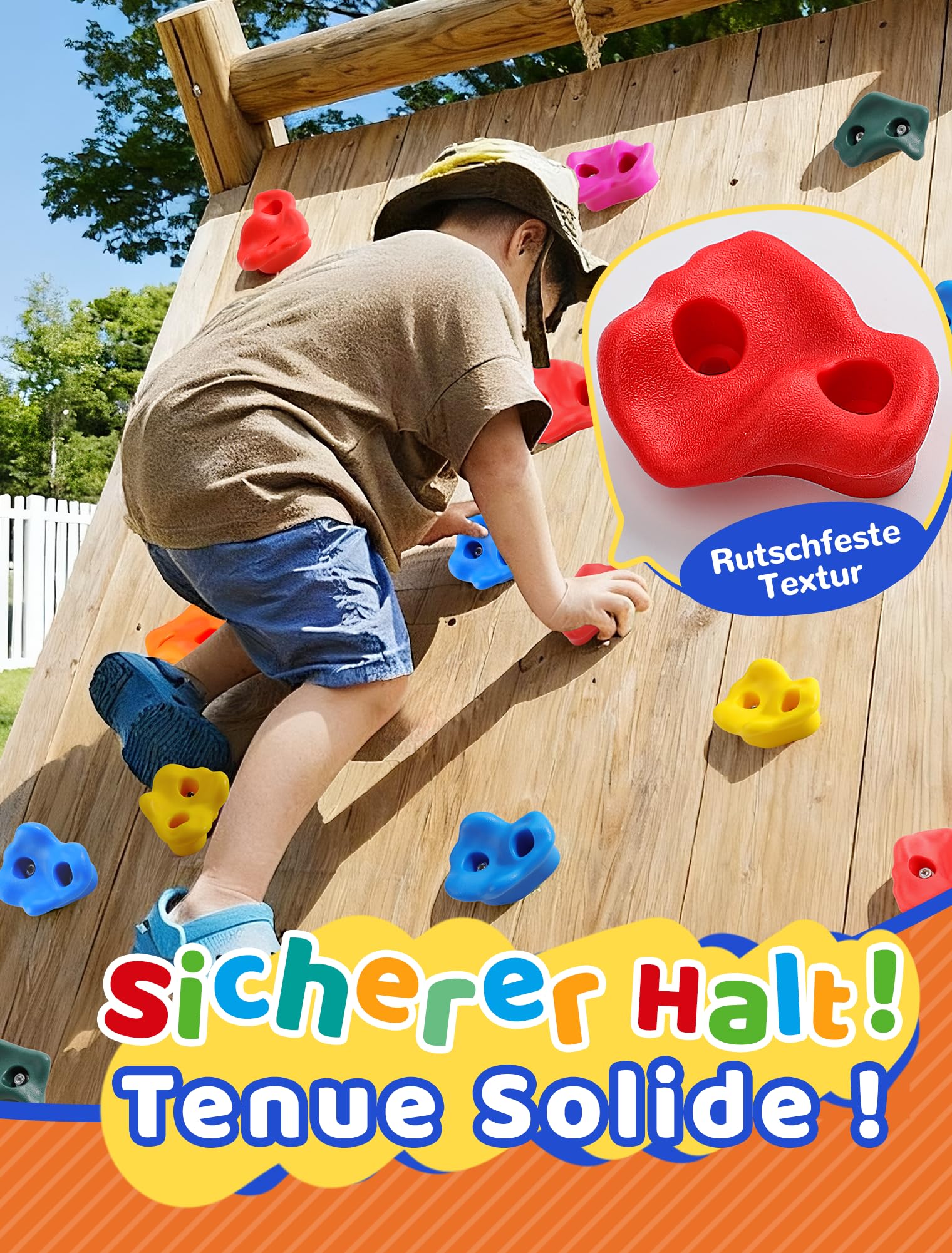Trymaker Klettergriffe, Kinder Klettersteine für Kletterwand,Stück Kletterwandgriffe Set für Kinder Erwachsene Outdoor