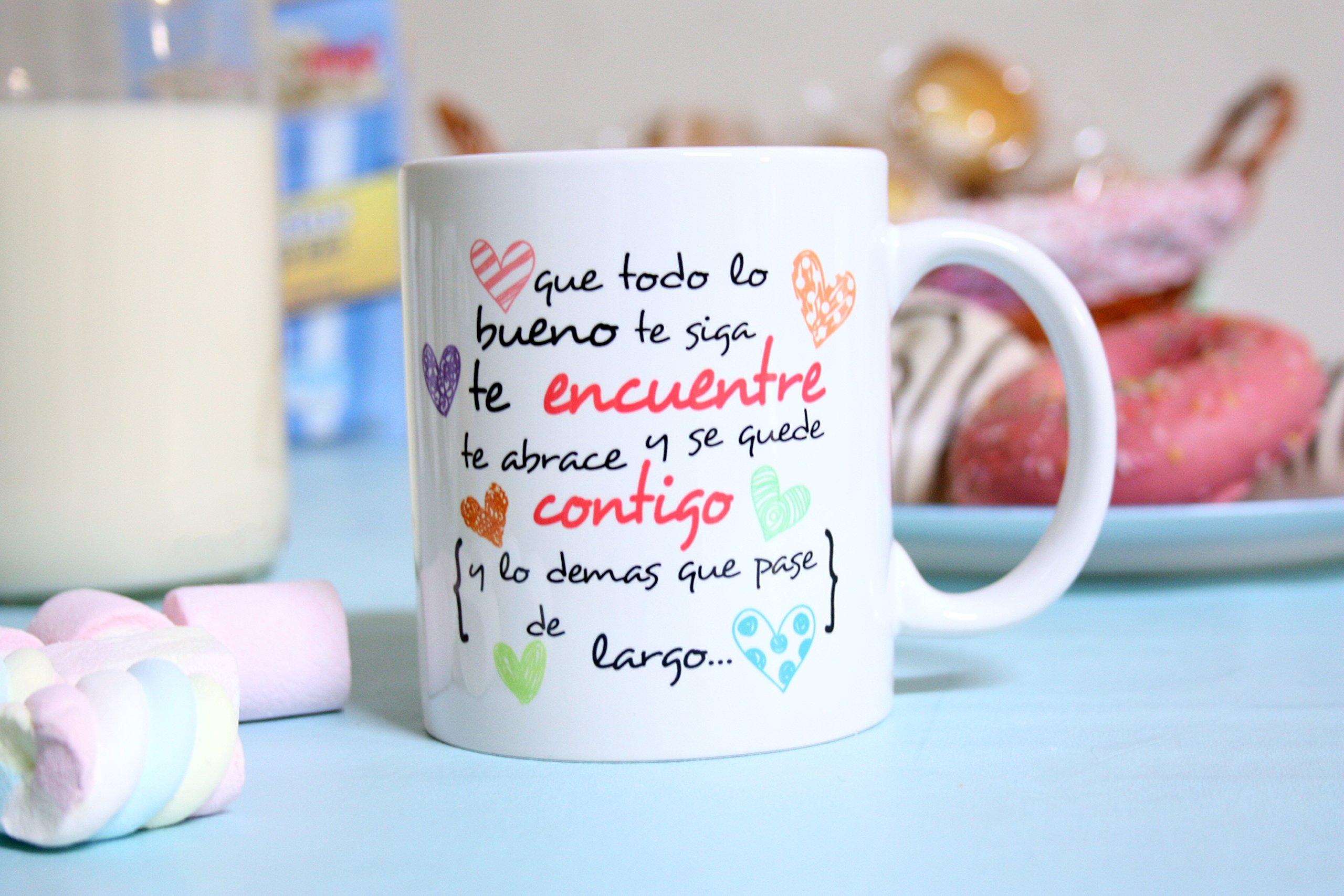 Taza Original MUGFFINS 350 ml con Frases Motivacionales "Que Todo lo Bueno te SIGA"