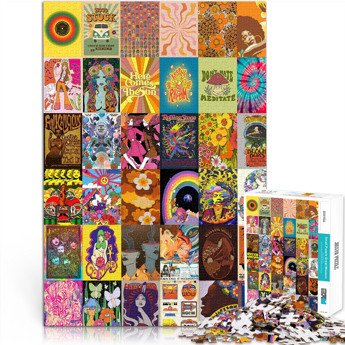 2000 teenager Pieces Jigsaw Puzzle hippie patchwork art Challenging To Complete But Fun And Humorous 70x100cm Suitable for couples for and Age 14 โ image 1
