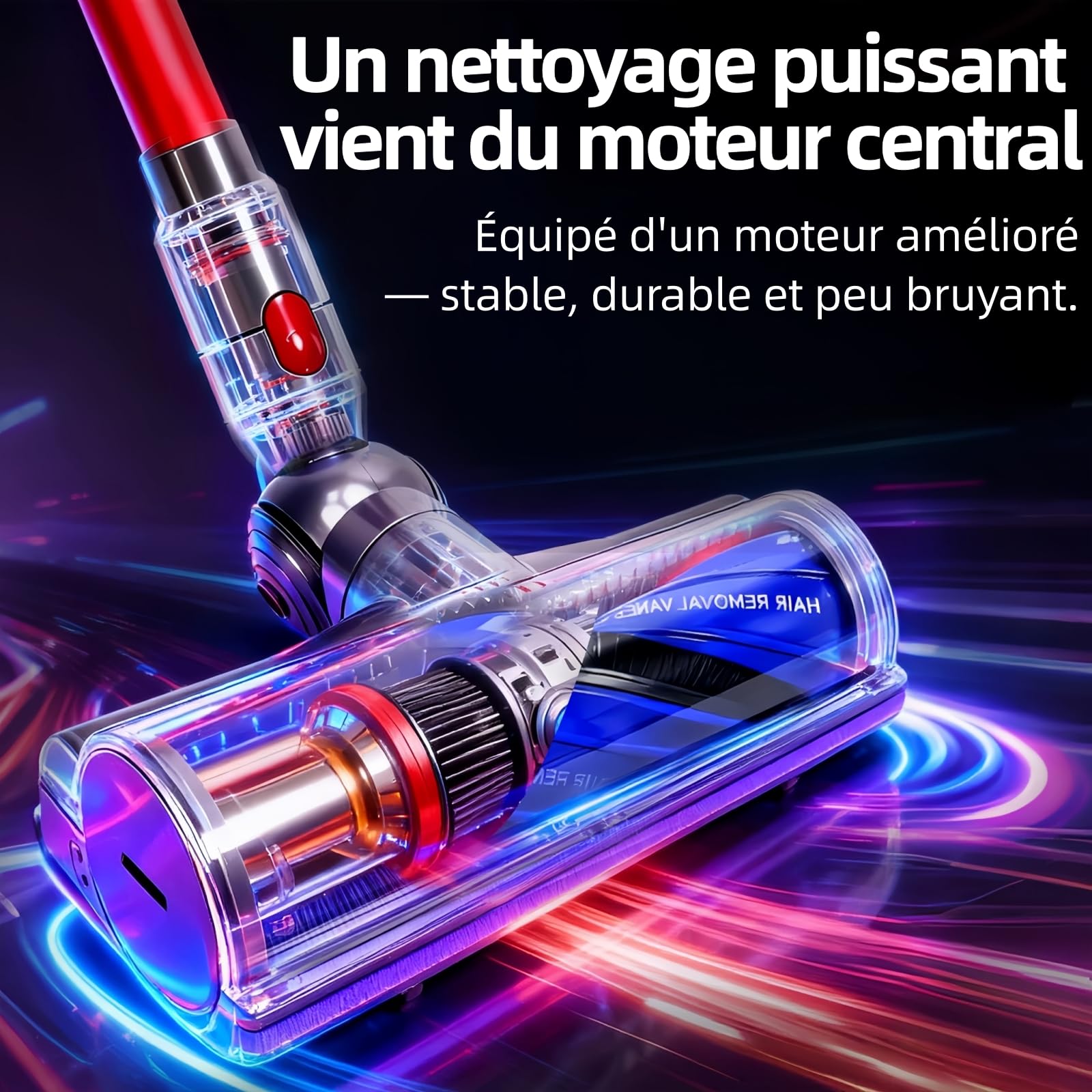 Tête de Brosse Anti-Emmêlement pour Dyson V7 V8 V10 V11 V15 | Brosse Electrique Motorisée Accessoire de Rechange pour Aspirateur, Embout Rouleau pour Poils d'Animaux Sols Durs et Tapis