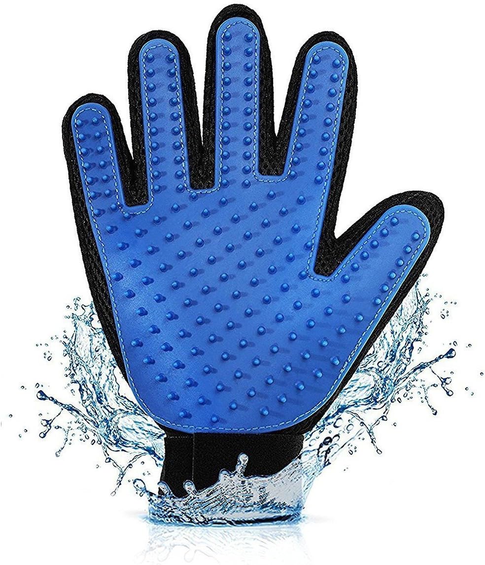 Pet Grooming Glove - Efficient Pet Hair Remover Glove - Gentle De-shedding Brush Glove - Massage Mitt with Enhanced Five Finger Design - Perfect for Dogs & Cats with Long & Short Fur by 1 Pack）