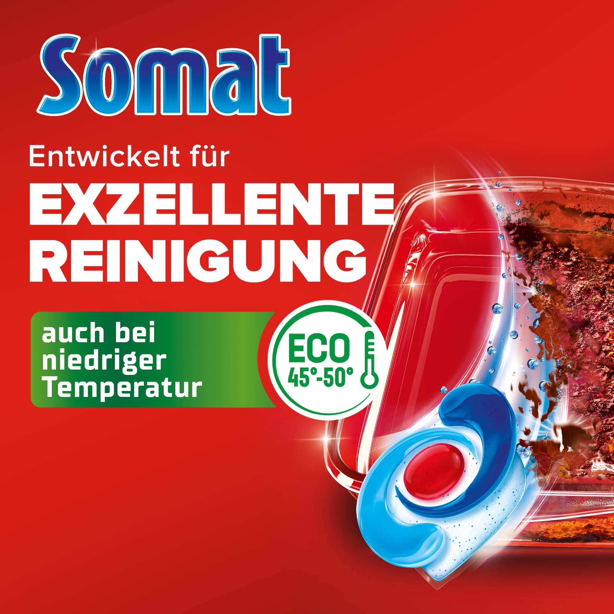 Somat Excellence 4in1 Caps (4 x 70 Caps), schnellauflösende Spülmaschinentabs, Somat Caps für exzellente Reinigung & Glanz sogar im Eco-Programm & bei niedrigen Temperaturen