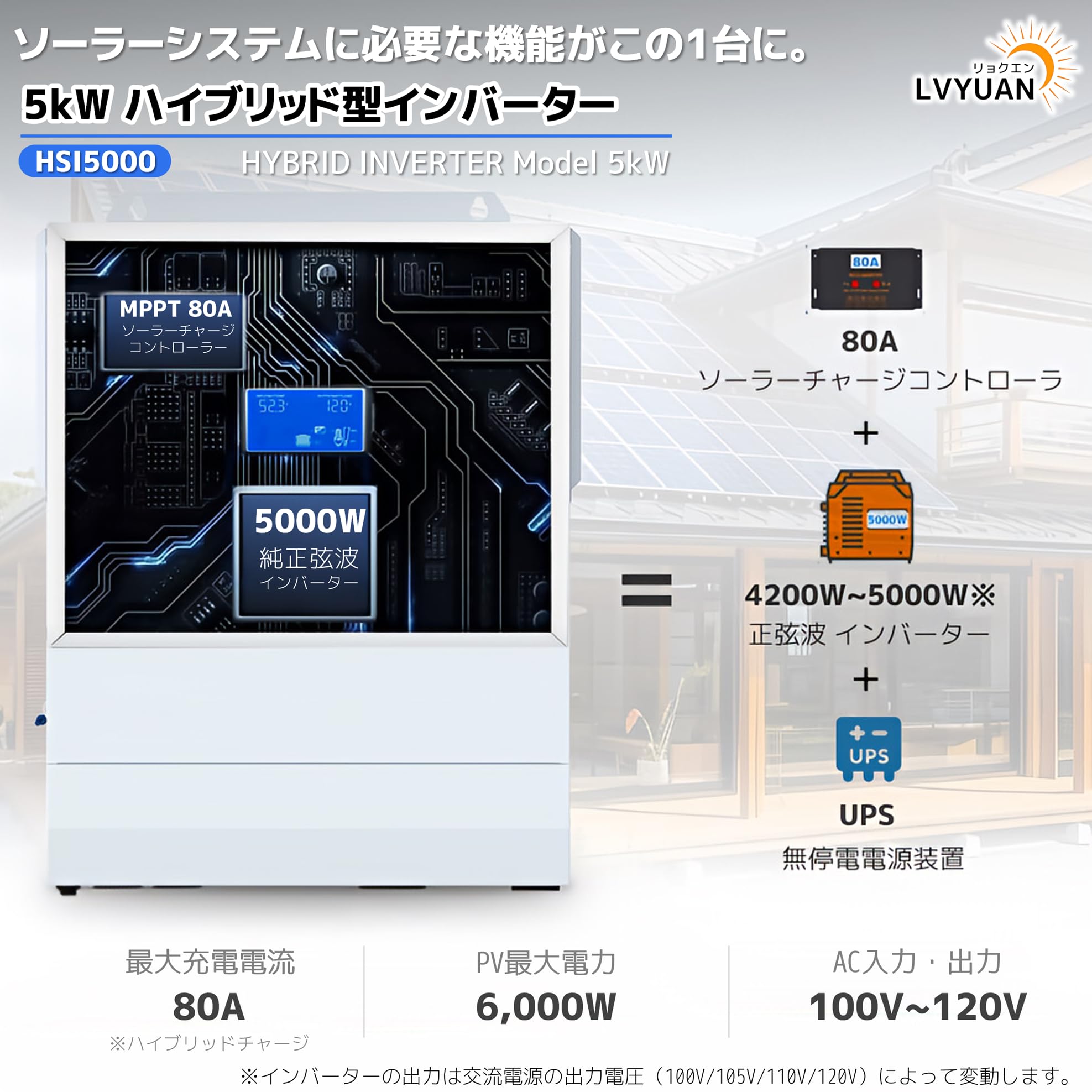 Amazon.co.jp: LVYUAN ハイブリッド発電システムセット 定格出力5kW
