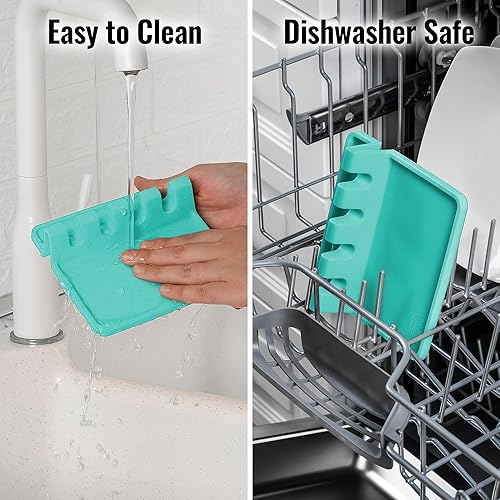 Miniatura 6 de Zulay - Soporte de silicona con bandeja antigoteo para múltiples utensilios de cocina, reposacucharas resistente al calor y sin BPA, para cucharas