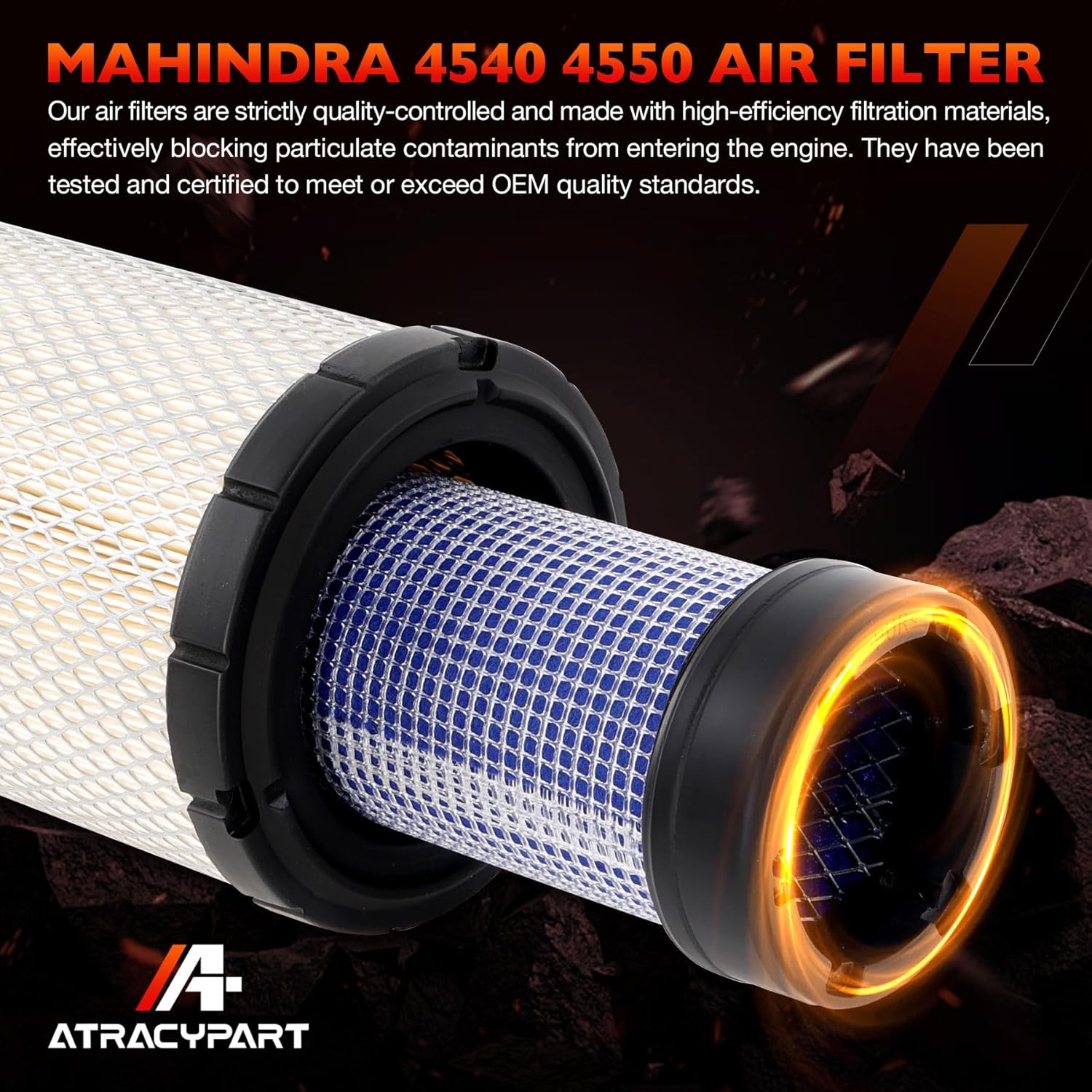 Air, Fuel, Oil & Hydraulic Filter Kit (6 Pack) Compatible with Mahindra 4540 4550 Tractors，Replaces OEM# 006000455F1, 006000456F1, E006018618D1, 001081778R93, 006017310B1, 000013427P04