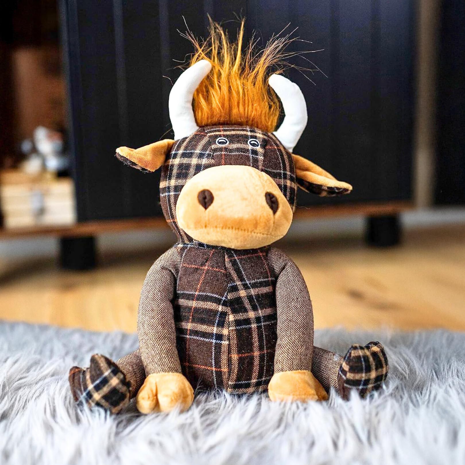 Homezone® Novelty Highland Cow Door Stop Strong Durable Fabric Door Wedge Stopper Home Decor Decorative Plush Animal Soft Cuddly Child Safe