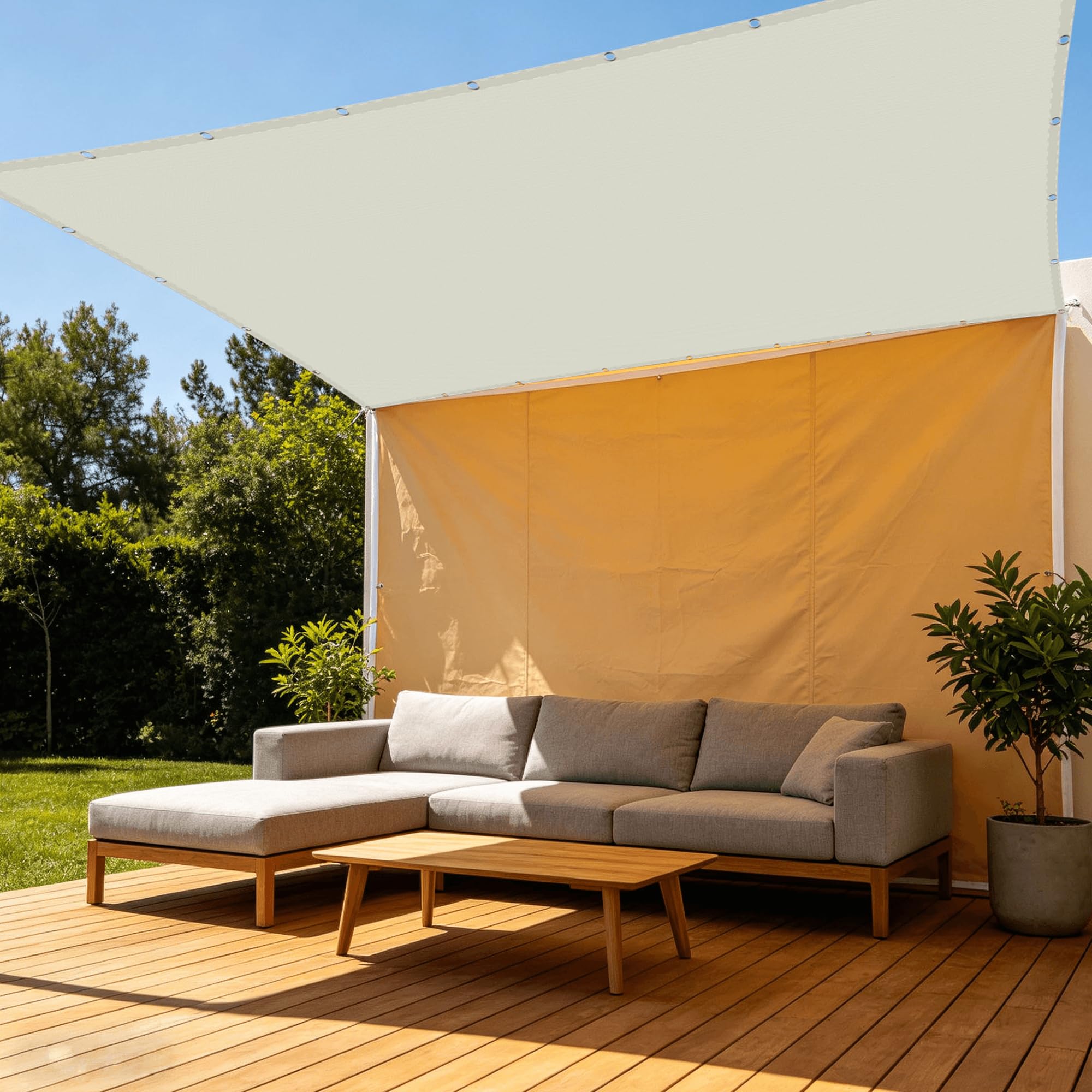 Voiles ombrages anti-UV blanc cassé pour bloquer la chaleur du balcon