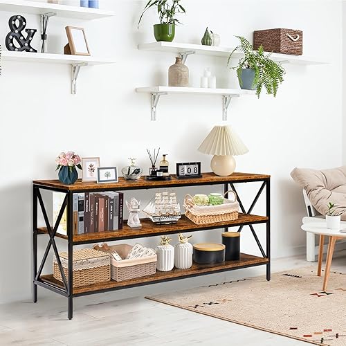 Miniatura 7 de Estantería corta para oficina, estantería baja debajo de la ventana, de metal, 2 niveles, estantería horizontal, estantería larga, estantería