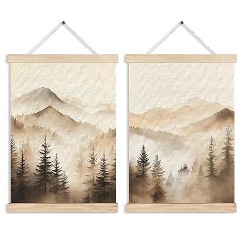 MKIJUHB Misty Mountain Landscape Wall Art Decor, Nature Wall Hanging