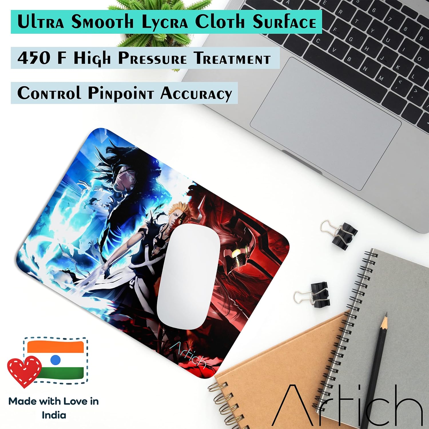 Artich Designer Gaming Mouse Pad for Office Laptop/Computer with Super Soft Non-Slip Rubber Base and Lycra Cloth Surface for Silky Touch Rectangle (Bleach Ichigo) 13