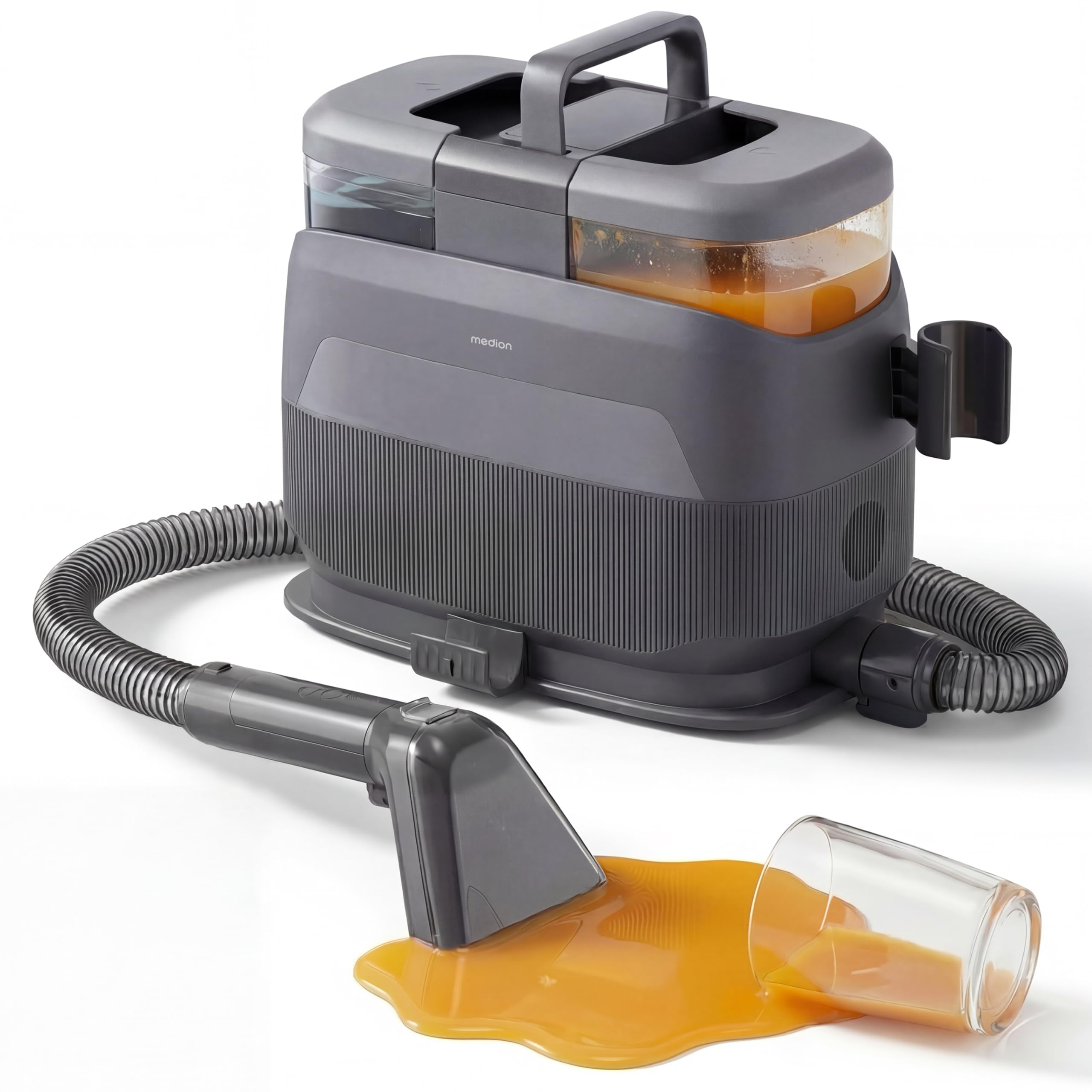 MEDION X10 UC Nettoyeur de tissus injecteur extracteur (Aspirateur eau pour tissus, moquettes et sièges auto, eau froide, eau chaude, vapeur, réservoir d'eau propre et d'eau sale, embout pour vitres,
