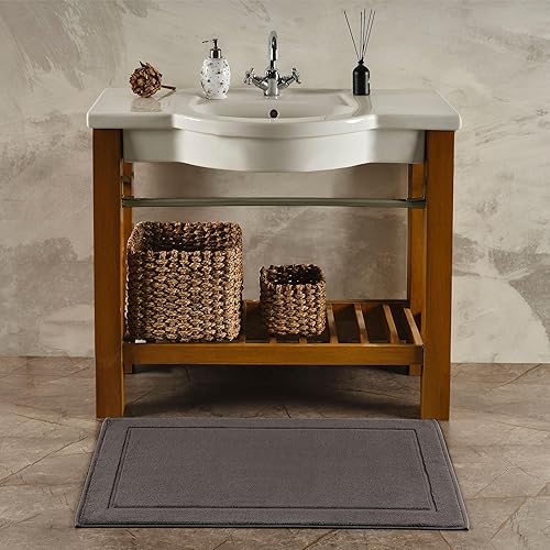 Miniatura 2 de Hammam Linen - Tapetes de baño, 53 x 86 cm, paquete de 2, 100 % algodón, hilado en anillo, diseño de bandas, altamente absorbentes, lavables a