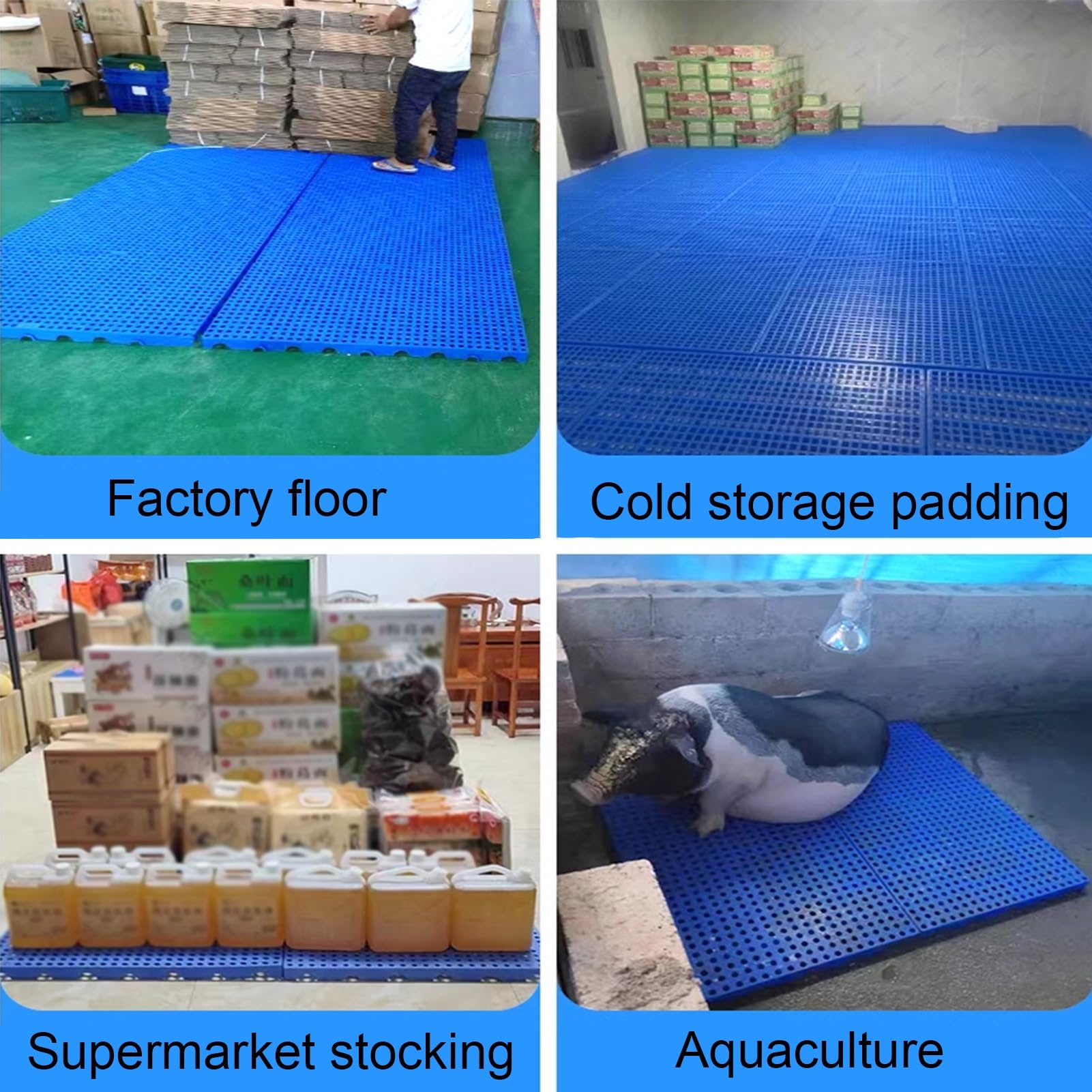 XPLKQXE Palettes Plastique Plancher Stockage D'entrepôt, Palette Légère Polyéthylène, Panneau Plastique Protection Palettes D'affichage Vente Stockage (Couleur : Blue-7.9x7.9x1.2in, Taille : 4pcs)