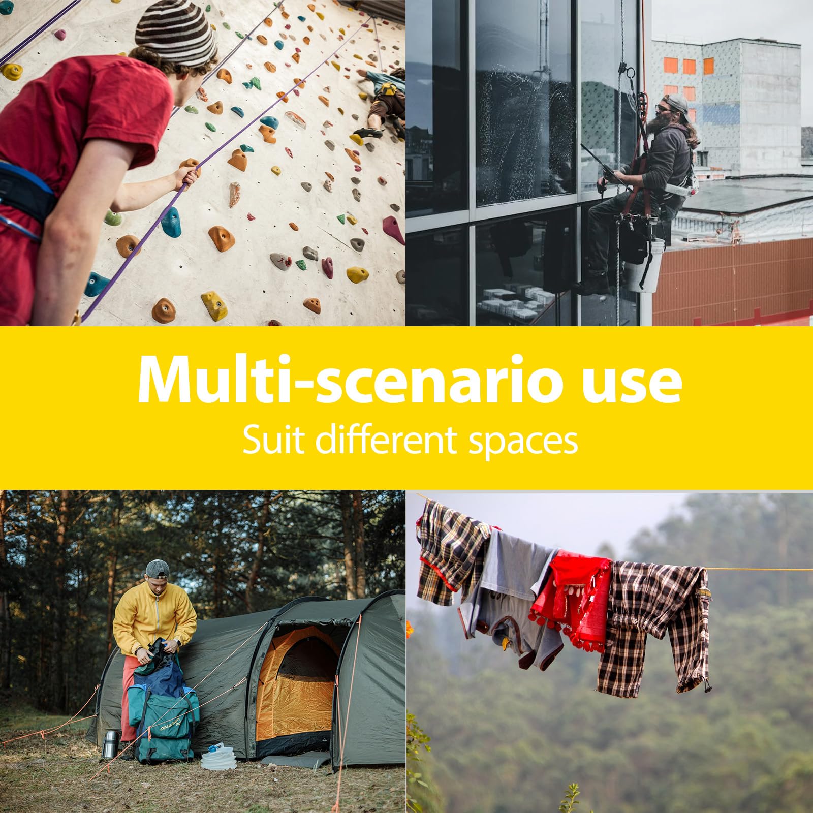 Cuerda de escalada estática de 12 mm para adultos, 10 m (32 t) 20 m (65 pies) 30 m (95 pies) cuerda de escalada de árboles al aire libre para senderismo, arborista, columpio, cuerda de rescate