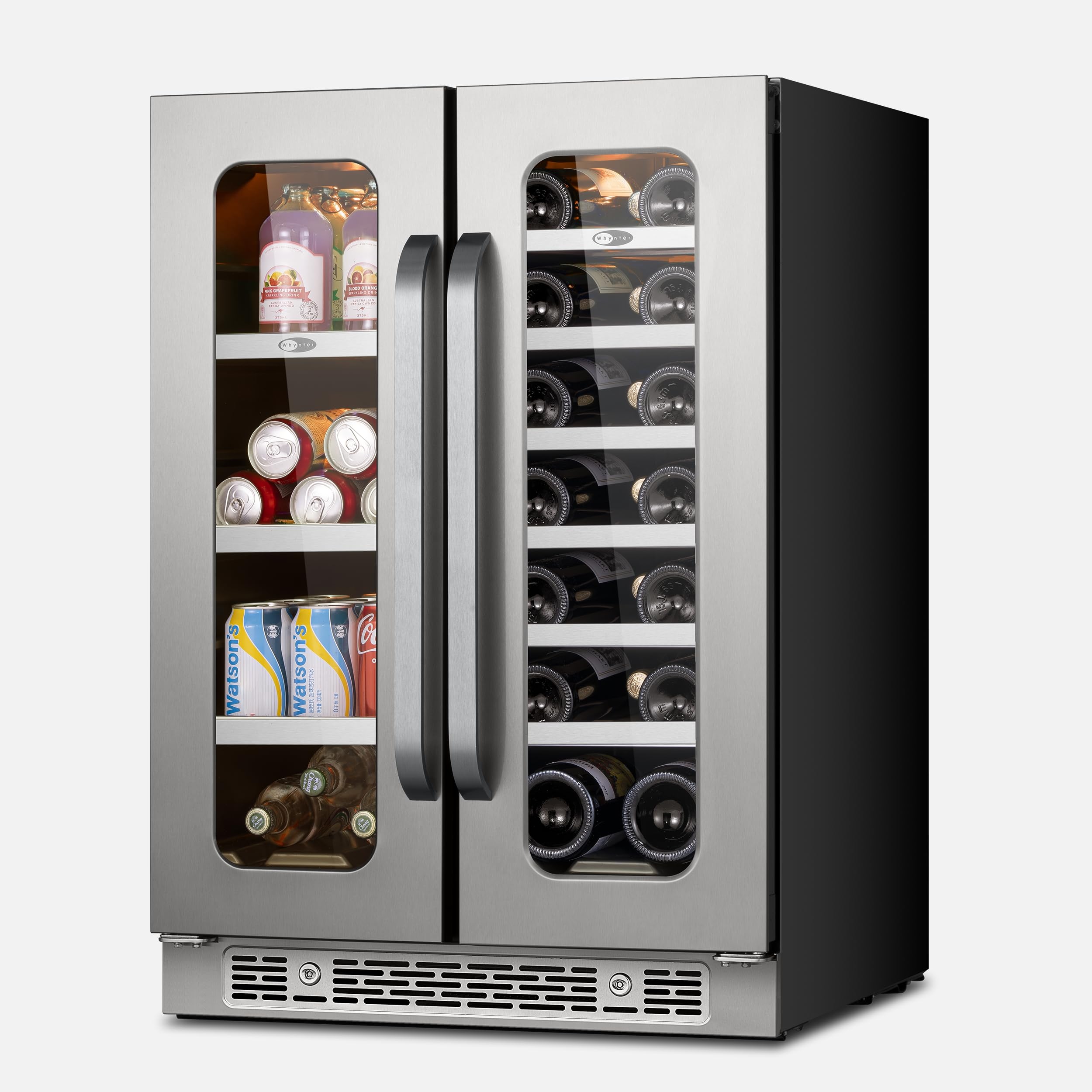 Whynter 24" Dual Zone Wine &amp; Beverage Fridge, 20 Bottle 60 Can, BSR-6020FDS