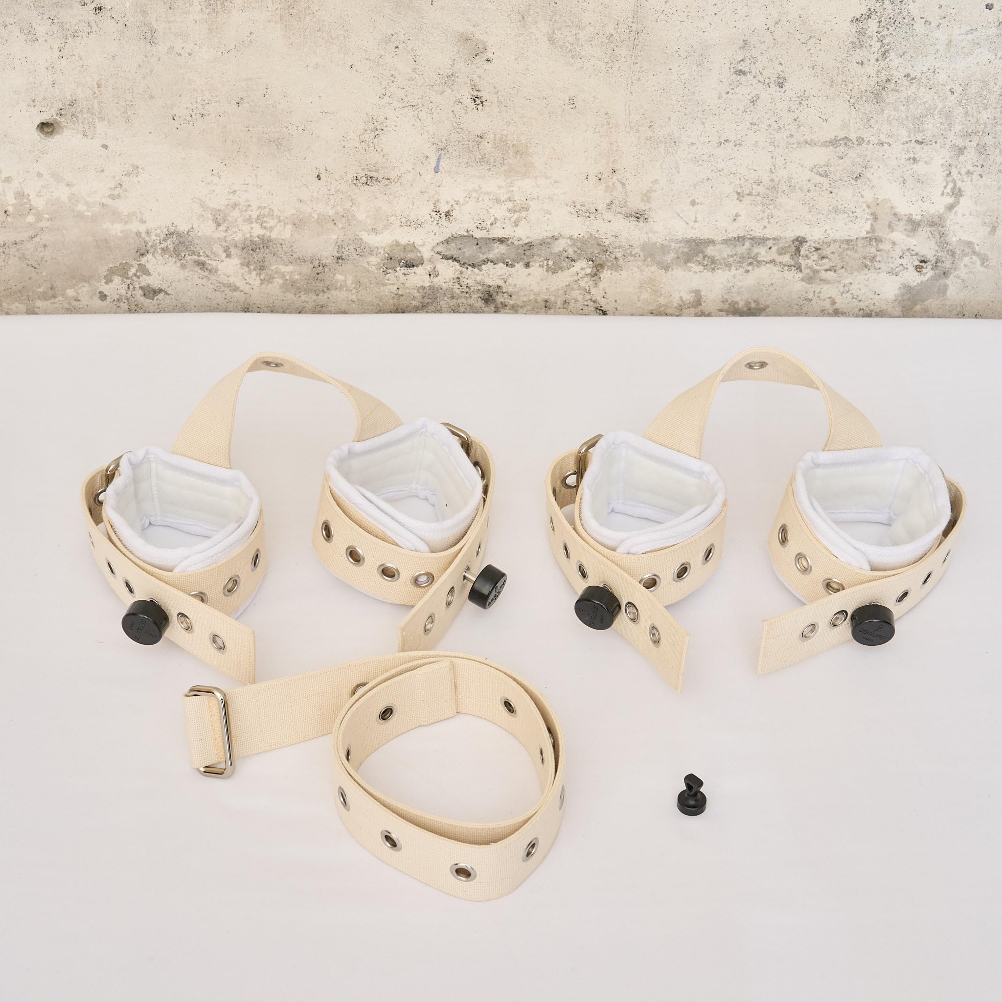 Triangel Bondage-Set BDSM Fessel-Set I Fesseln Fixierung sehr stabil - Premium Sexspielzeug I weiß I handgefertigt aus Baumwolle