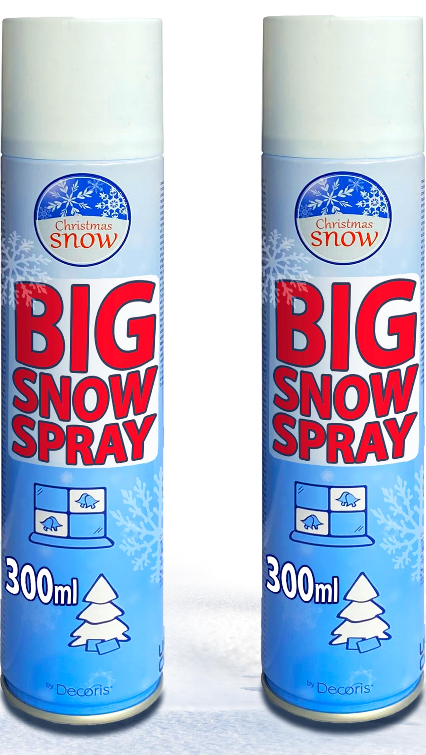 600ml (2x 300ml) Twin Pack ‘BIG SNOW SPRAY’ Artificial Snowy Aerosol for Christmas Decorations _ 2 Pack Big Fake Snow Spray for Windows, Christmas Tree Decorations & Crafts like Wreath Making.