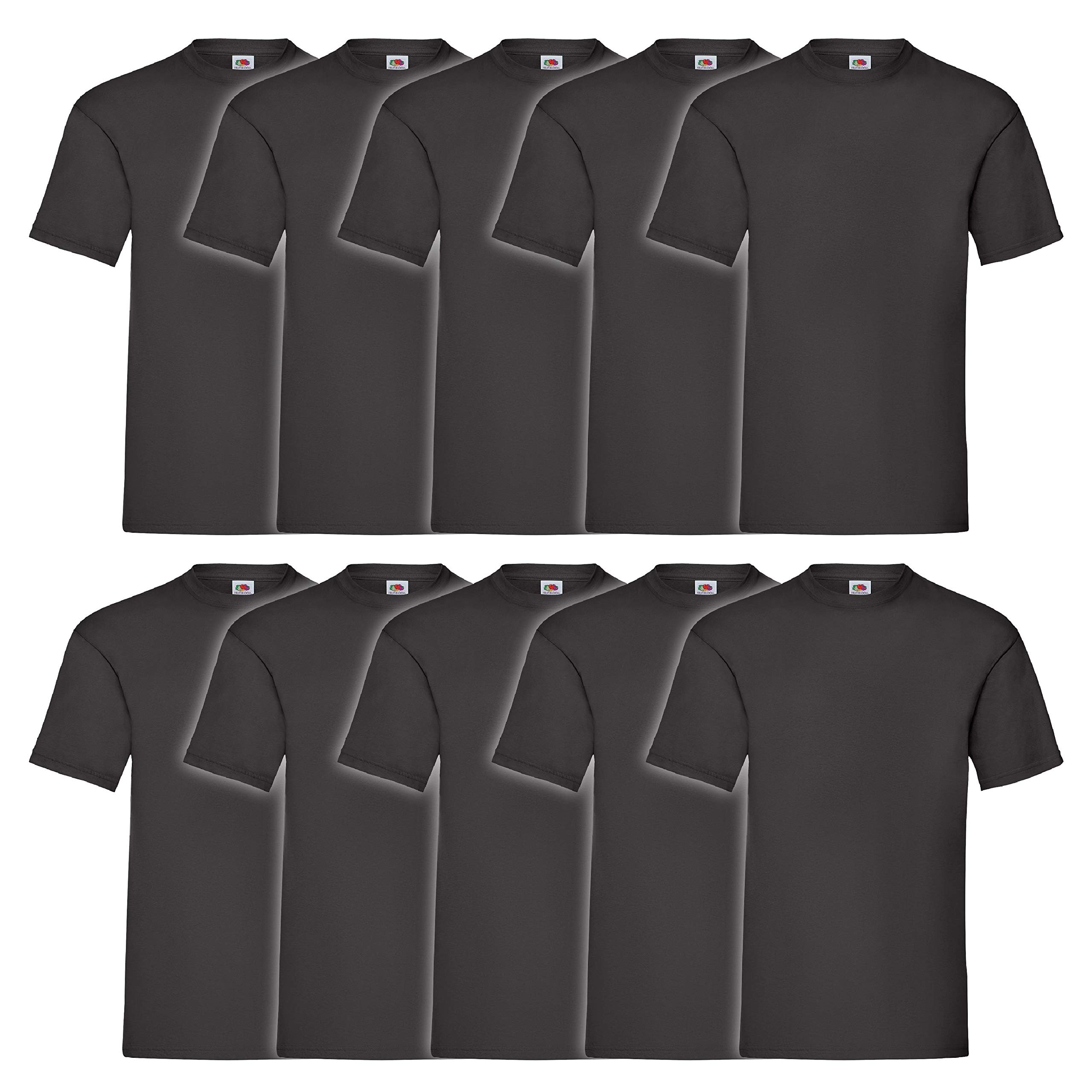 Fruit of the Loom Men's Heavy Cotton 10 Pack tee Regular Fit Plain Crew Neck Short Sleeve 10 T - Shirt, Black (Black 36), Medium (Manufacturer Size:M)