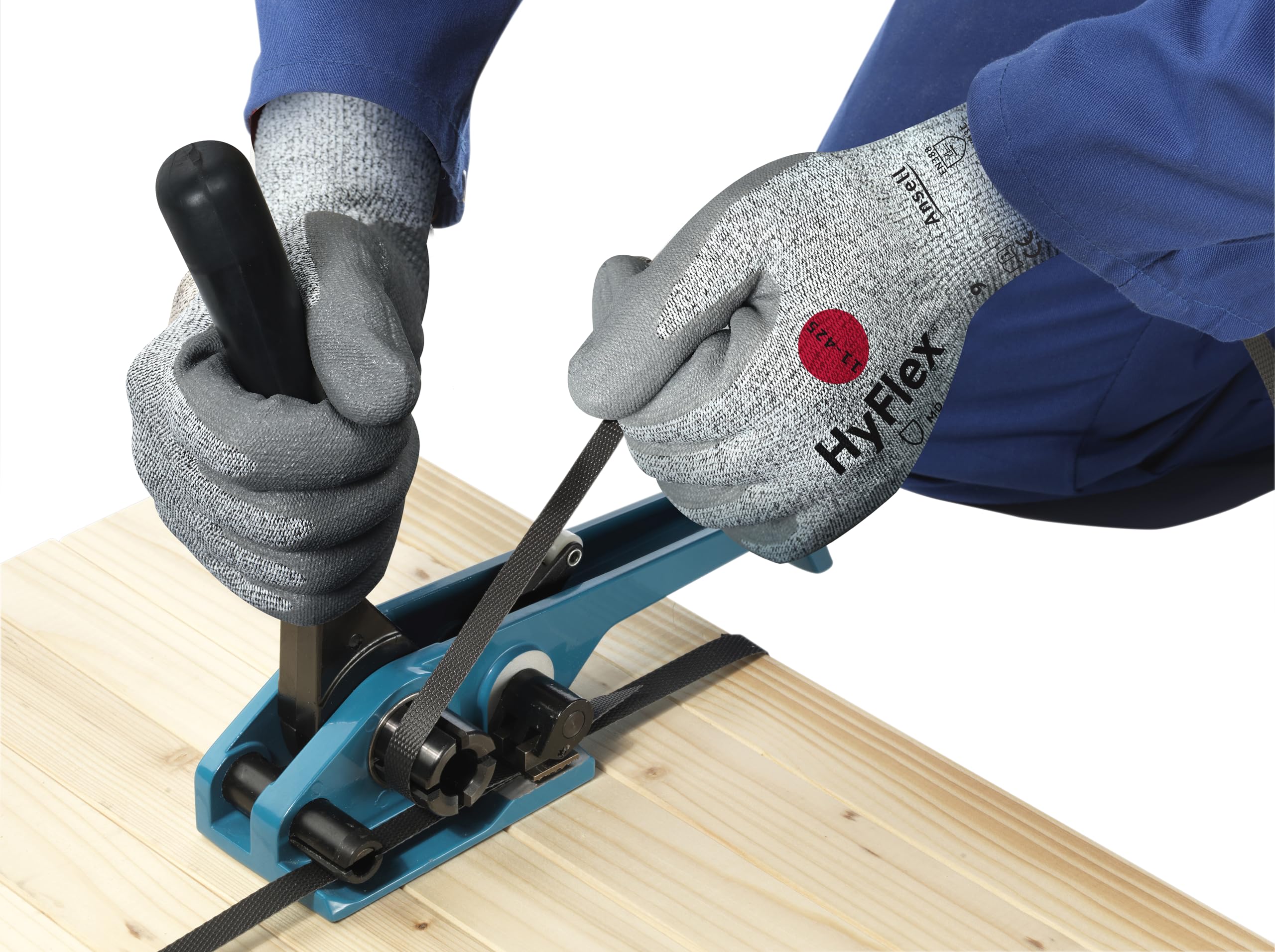 Ansell HyFlex 11-425 Guantes de Trabajo Anticortes, Protección Mecánica y Automotriz o IndustrialProtección Mecánica Industrial, Rendimiento Frente a la Abrasión, Talla M (12 Pares)