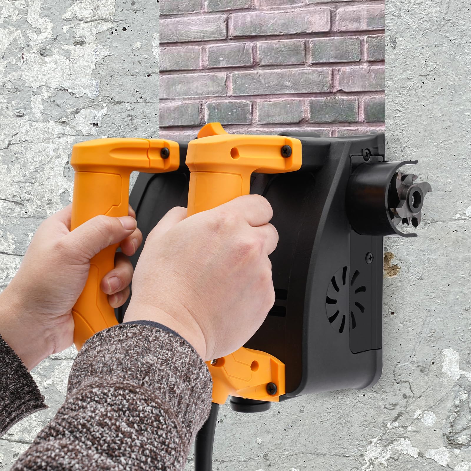 Fresa de hormigón de 1200 W, 4000 rpm, profundidad ajustable de 1 a 4 mm, fresadora ranurada para palas de yeso de arena y paredes de cemento (cuchillo de cemento)