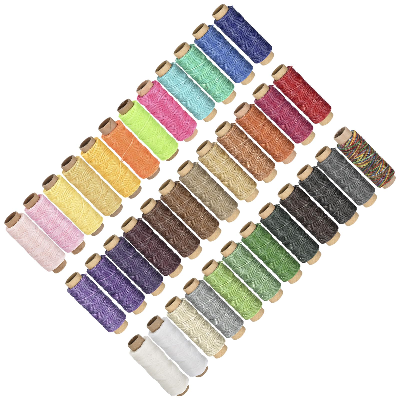 Hilo de Coser de Cuero, 55 Yardas 1mm/150D, Hilo Encerado de Poliéster para Cuero en Cordón Plano 36 Colores - (Aplicaciones: para Proyectos de Artesanía en Cuero)
