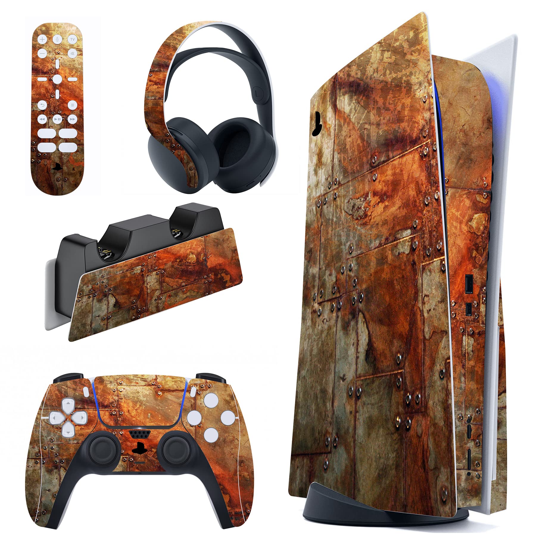 PlayVital Calcomanía Vinilo para ps5 Edición Disc - Pegatina Completa para Consola, Control, Estación de Recarga, Control Remoto y Audífonos, Skins Cubierta Protectora Adhesiva(Grano de Madera) — view 62