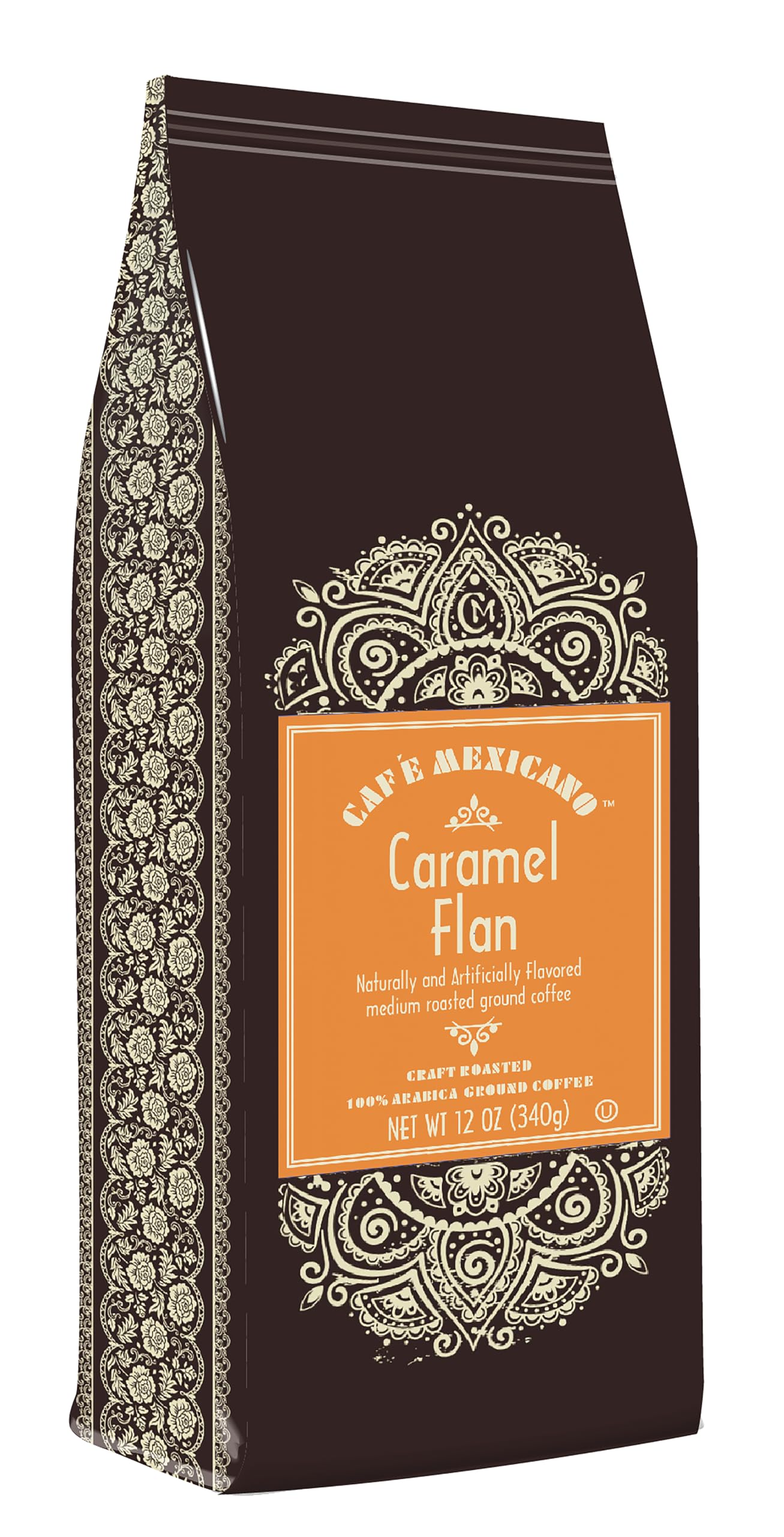 Cafe MexicanoCafÃƒ© Mexicano Coffee, Caramel Flan Flavored, 100% Arabica Craft Roasted Ground Coffee - 12 Ounce