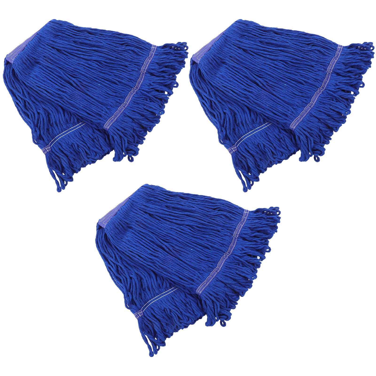 Garneck Cabezal de Trapeador Industrial Húmedo Reutilizable de Algodón 3 Piezas, Recambio Lavable para Limpieza Profesional de Suelos en Entornos Comerciales y Domésticos Azul