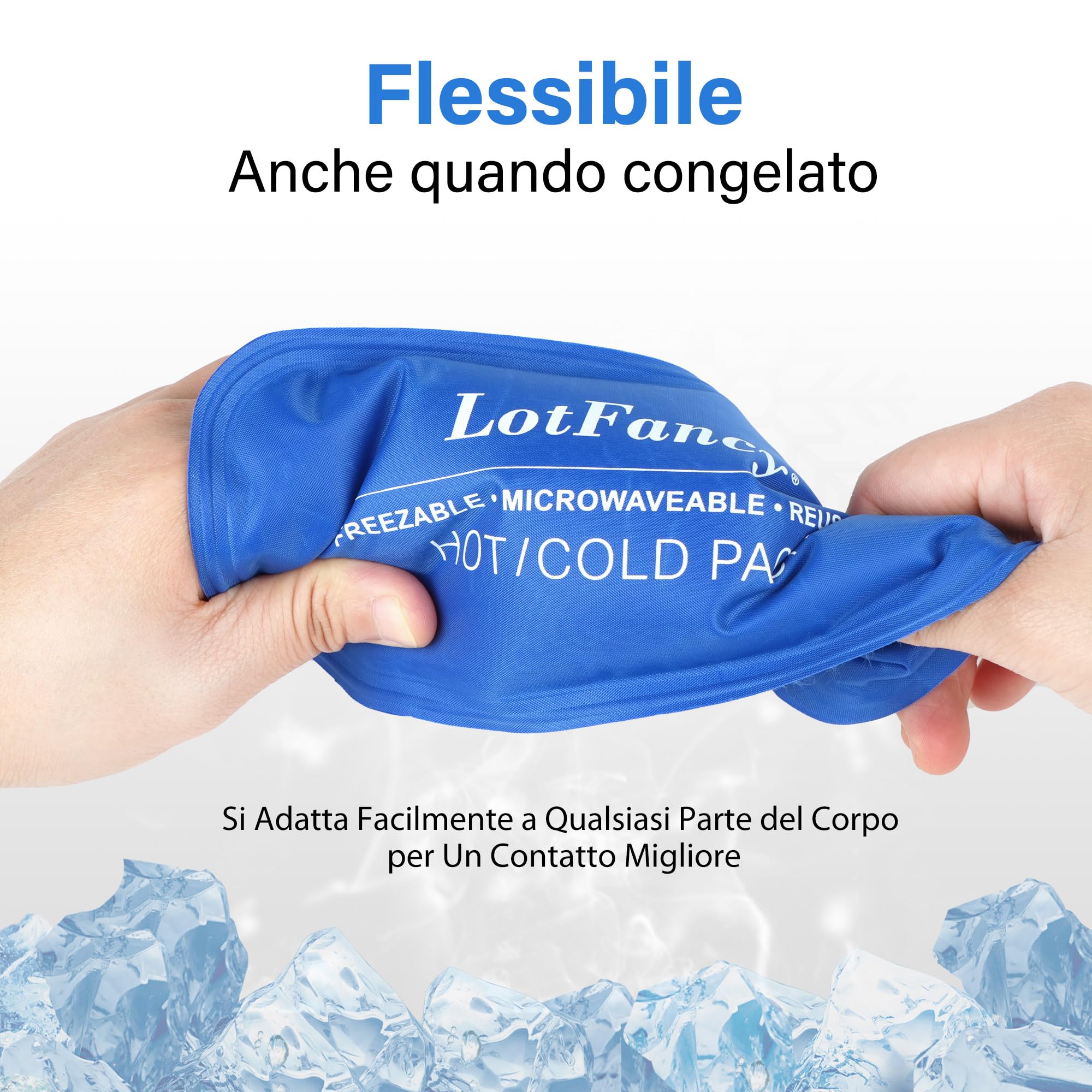 LotFancy Ghiaccio Gel Riutilizzabile, 2 Cuscinetti Gel Caldo Freddo, Impacco Terapia Caldo e Freddo per Gomito Piedi, Ginocchio, Collo, Caviglia, Lesioni Primo Soccorso ecc