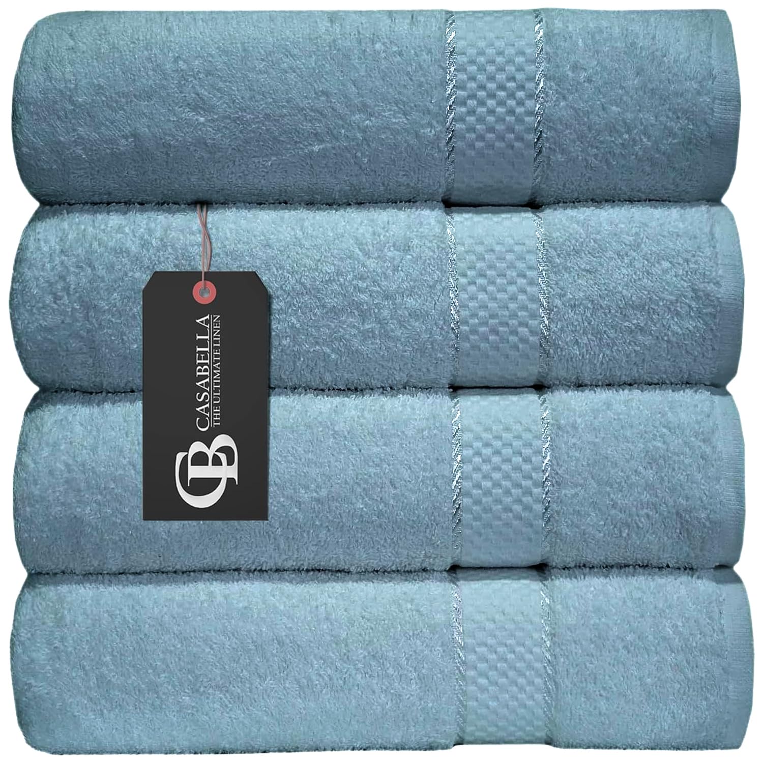 Casabella Pack of 2 Large Jumbo Bath Sheets 100% Egyptian Combed Cotton Big Beautiful Towels_Crystal Blue_2pcs — image 1