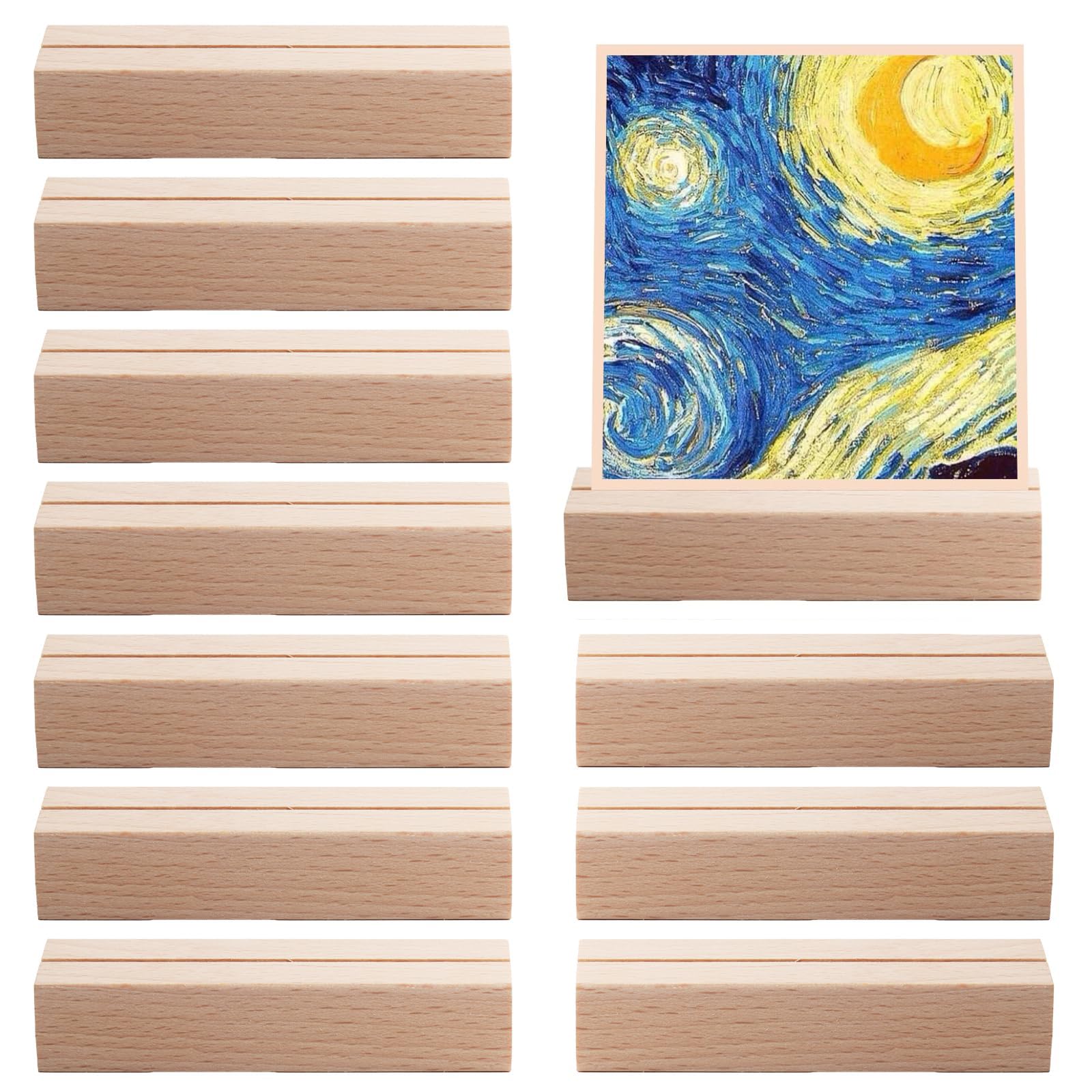 Rustic Wood Place Card Holders - Set of 10 | Wedding Table Number Stands, Photo & Menu Holders | Natural Wooden Decor for Events & Parties