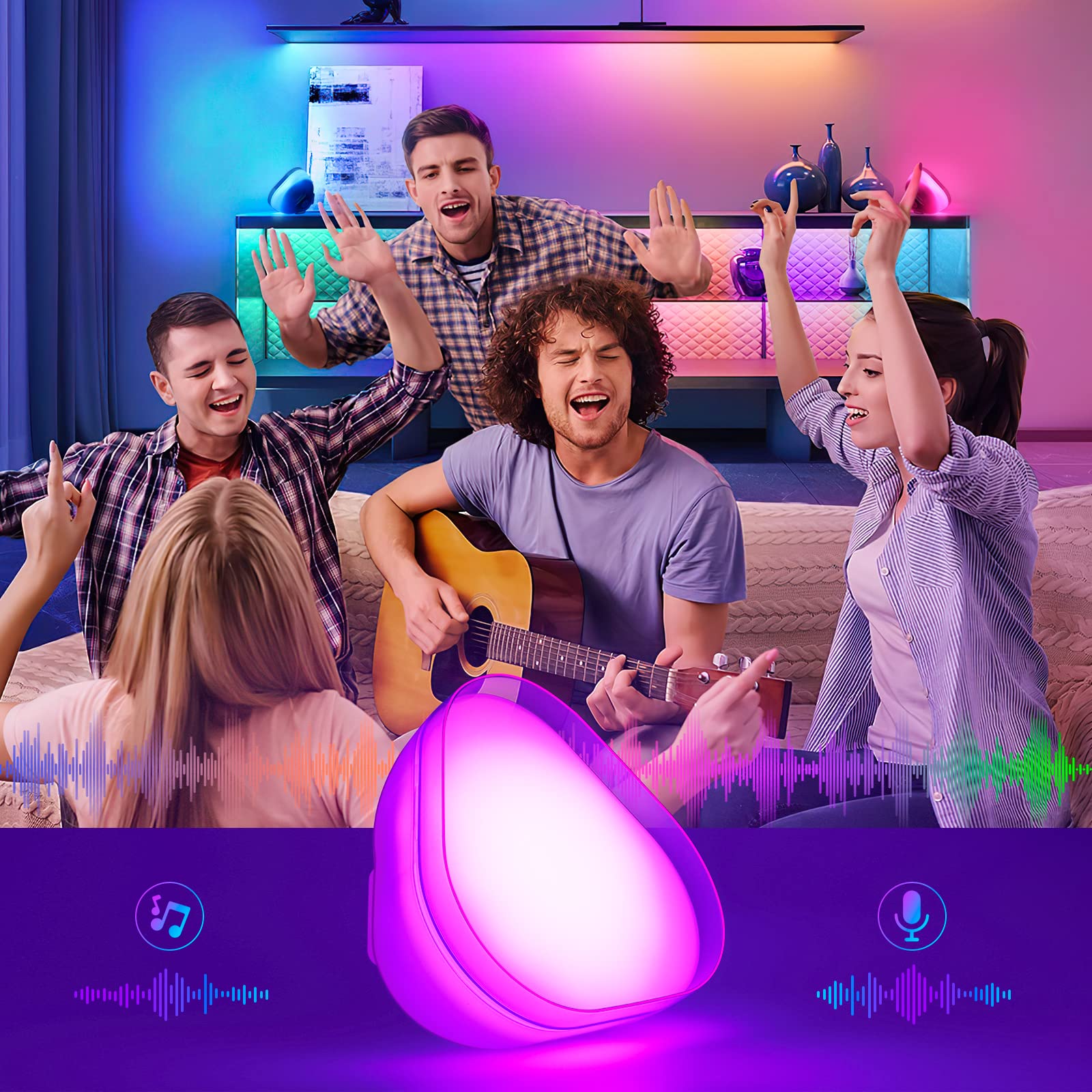 S SUNSBELL Cordless Night Light, Mood Lighting Table Lamps, Ambient Lighting Color Changing Lamp, Night Light Battery Powered, APP Control Color Change Desktop lamp, Interesting Shape Colorful lamp