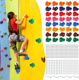Meooeck 40-Piece Kids Rock Climbing Holds Set - Colorful DIY Wall Grips with Screws & Wrenches for Indoor/Outdoor Playgrounds