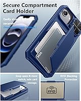 Vista 3 de ATATOO Funda tipo cartera para iPhone 16e, tarjetero integrado (3-5 tarjetas) y funda de cámara deslizante y bloqueo RFID, protección de grado Azul