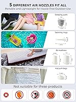 Vista 6 de Qunature - Mini bomba eléctrica portátil para inflables con batería de 1500 mAh, luz de campamento, recargable, USB, desinflado para colchón de cama