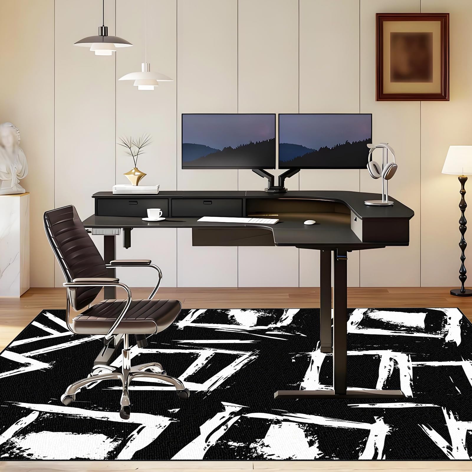 Mata na krzesło do gier biurowych, 100 x 120 cm mata ochronna na krzesło biurowe, ochrona podłogi, antypoślizgowa, mata na krzesło na biurko do laminatu, parkietu, twardych podłóg
