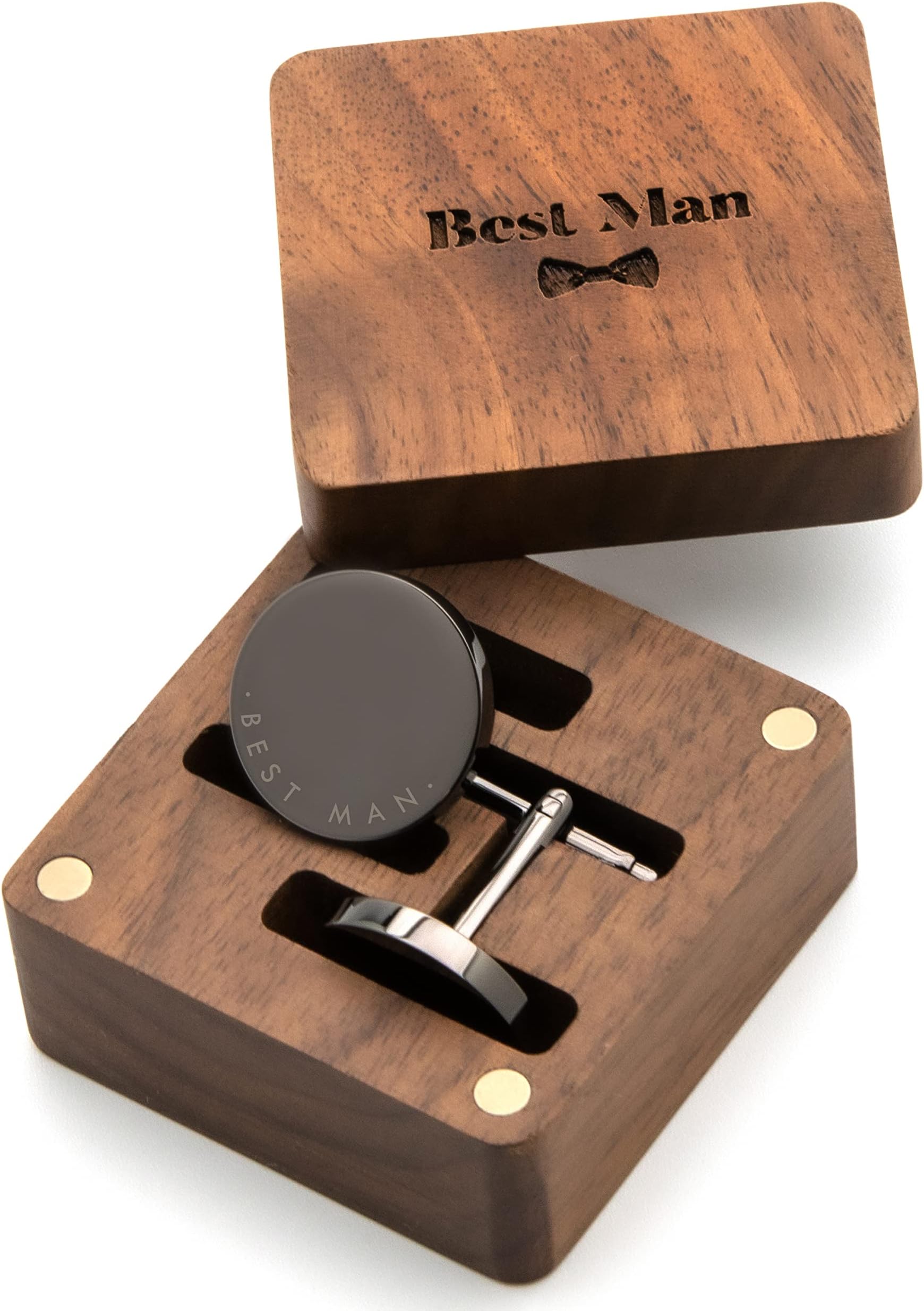 MUUJEECufflinks with Engraved Wood Gift Box