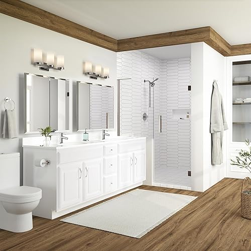 Miniatura 19 de Top de tocador de mármol cultivado de 49 pulgadas con protector contra salpicaduras, paquete mejorado, blanco - Design House, 554634