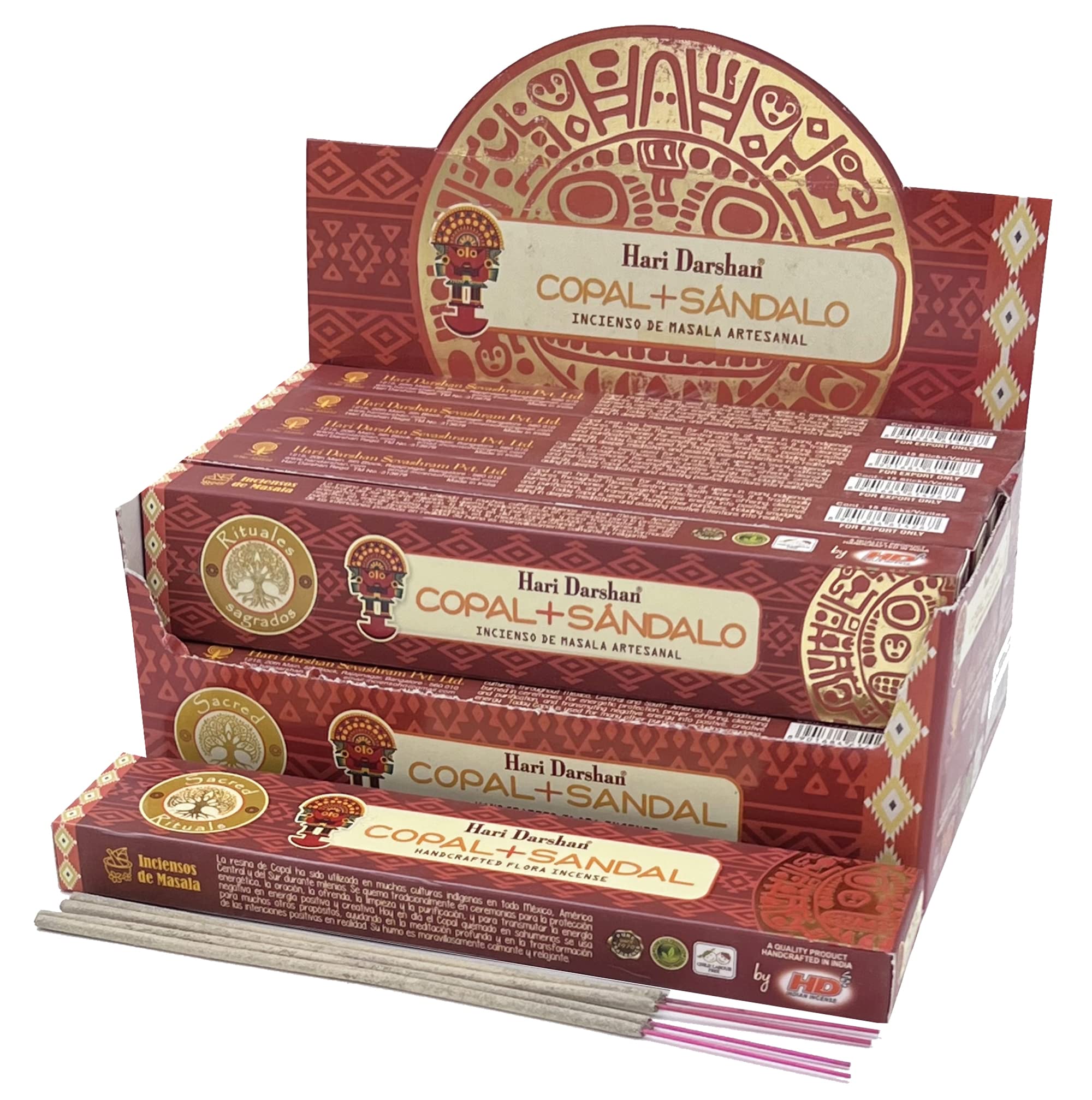 Hari Darshan Handcrafted Premium Incense Sticks 12 Box X 15 Sticks Total of 180 Sticks (Copal Sandal)