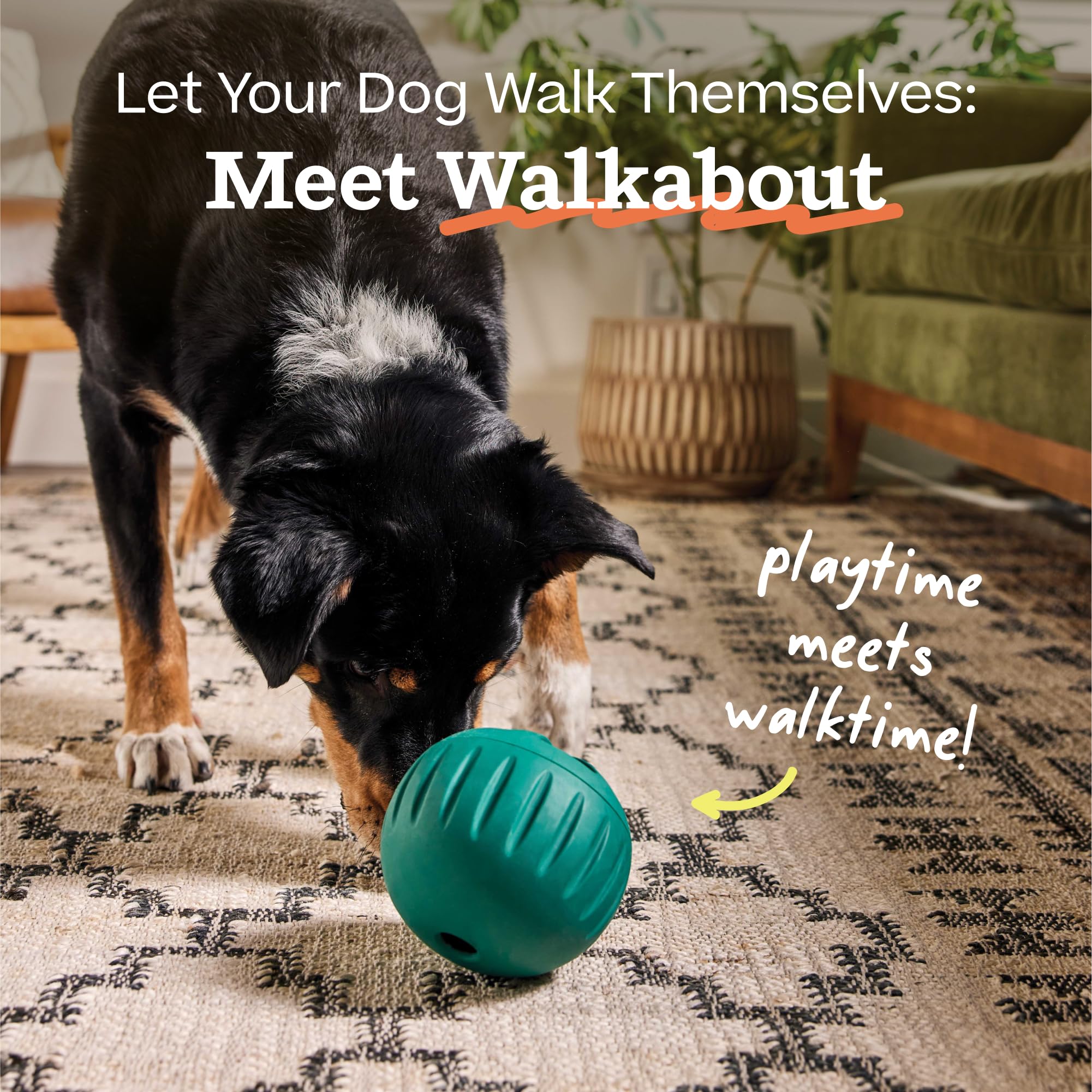 Woof Walkabout Dog Puzzle Treat Dispenser giocattolo per cani 18,1 kg in su | Aperture regolabili per crocchette e dolcetti, gomma resistente, lavabile in lavastoviglie, facile da pulire