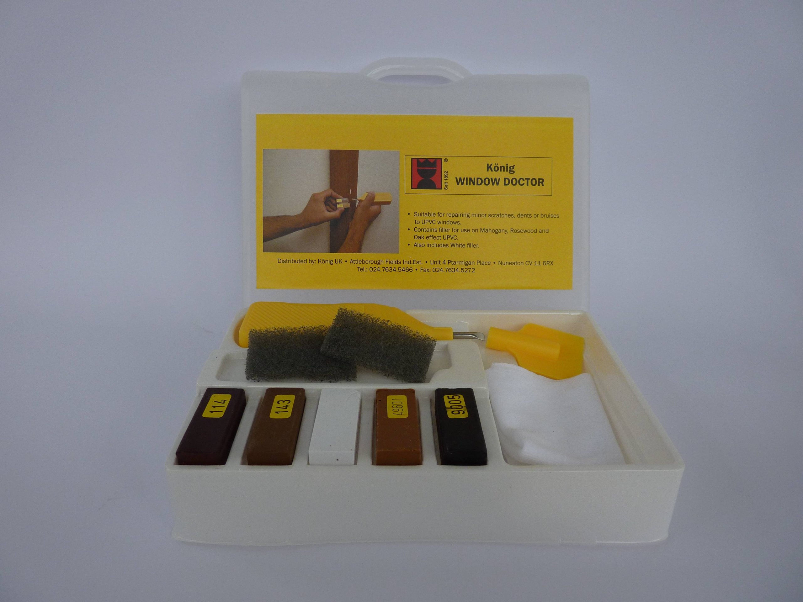 Konig Repair Kit For UPVC & Timber Windows, Worktops, Laminate Floor, Furniture, Doors, Ideal For Professional Quality Repairer