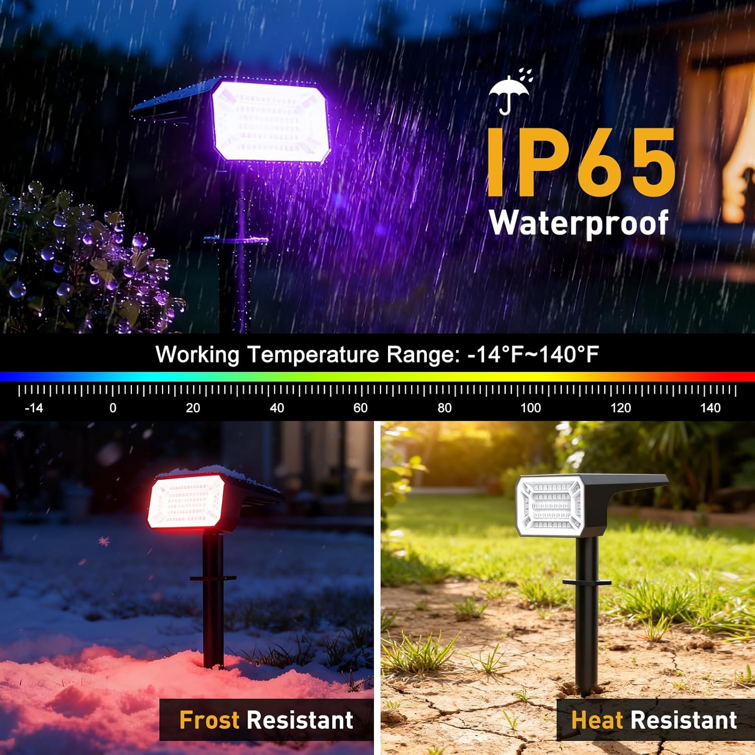 Solar Color Changing Spot Lights Outdoor Waterproof IP65, [8 Pack/32 LED/7 Modes] 2-in-1 Landscape Spotlights, Auto On/Off High Lumens Solar Spot Lights for Outside Yard Garden Pathway Walkway - Image 3