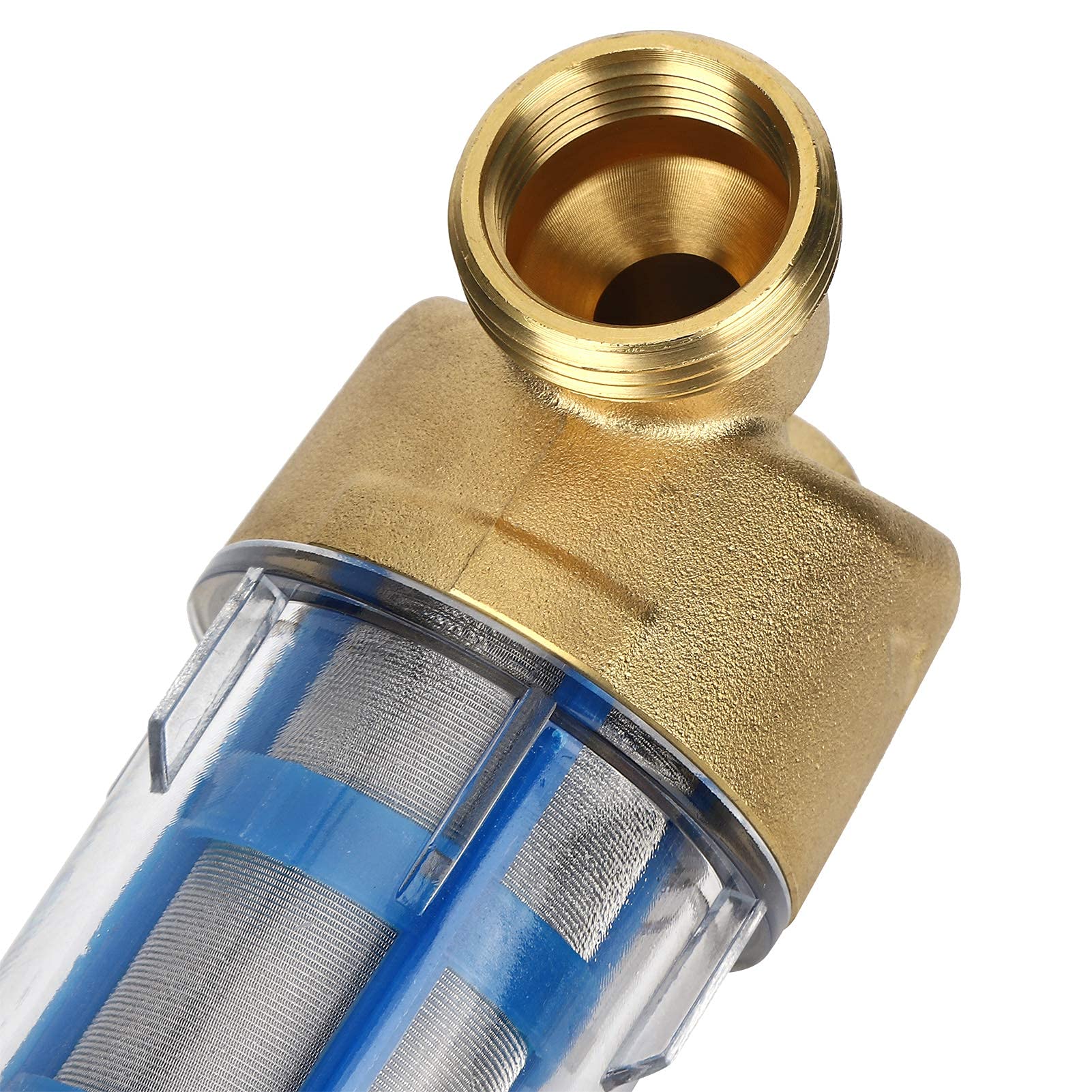 Filtro de agua prefilte de 1 pulgada, de filtro de tubería de agua para agua de pozo, filtro reutilizable para bombas G1 (1 pulgada) MNPT + G3/4 (6 puntos) FNPT