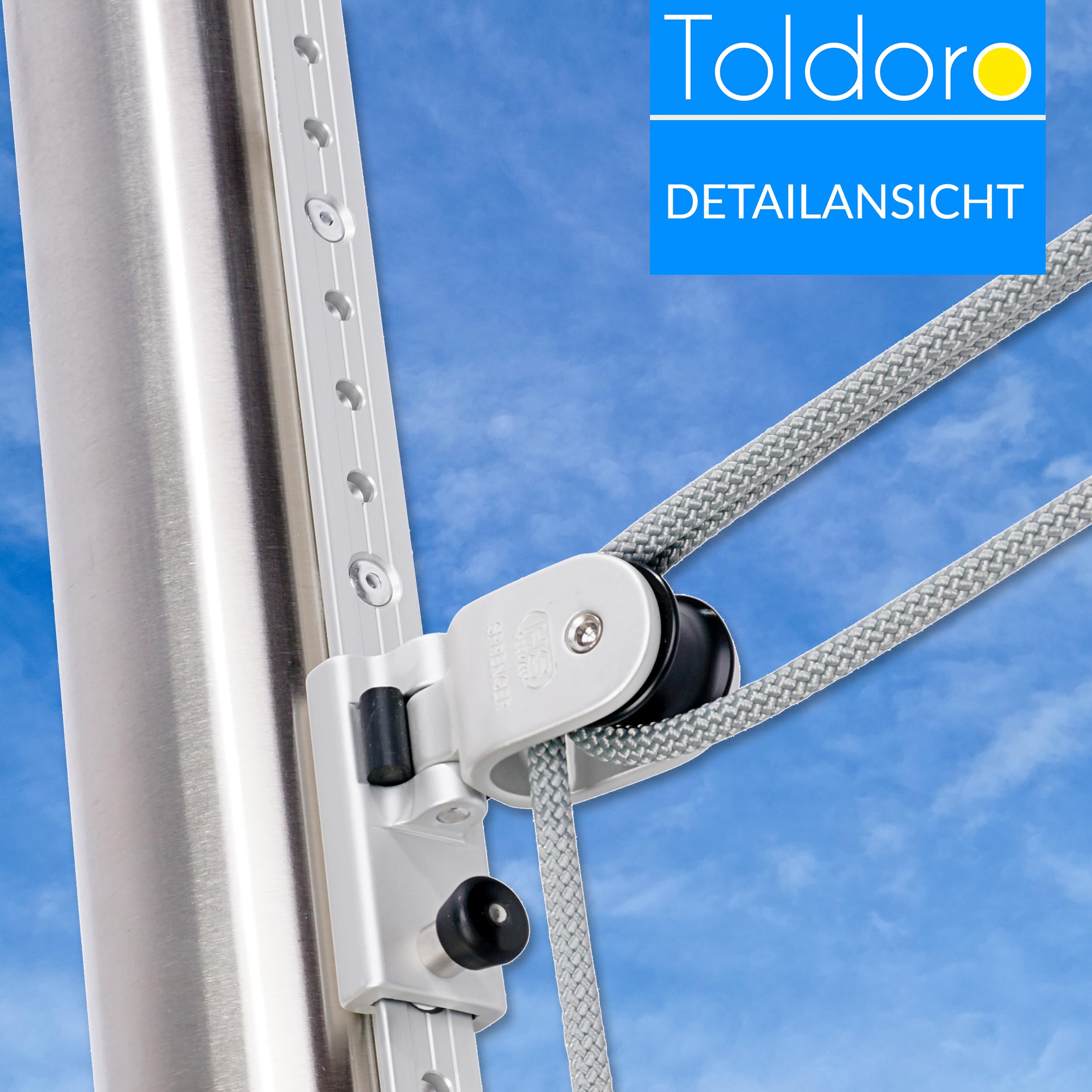 Amazon.de: Toldoro Hheneinstellung Set fr Sonnensegel fr Masten,  Stangen und Holzpfosten/Sonnensegel Flaschenzug rostfrei & langlebig (mit  Nieten fr Stahl- und Edelstahlrohre)