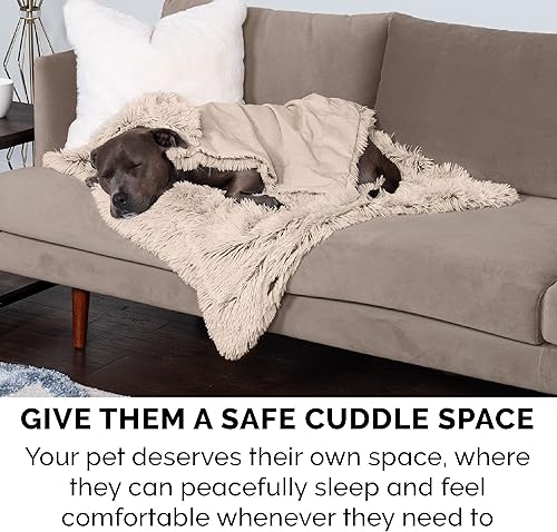 Miniatura 10 de Furhaven - Manta para perros y gatos, felpa larga y terciopelo calmante, lavable, color gris niebla, tamaño grande.
