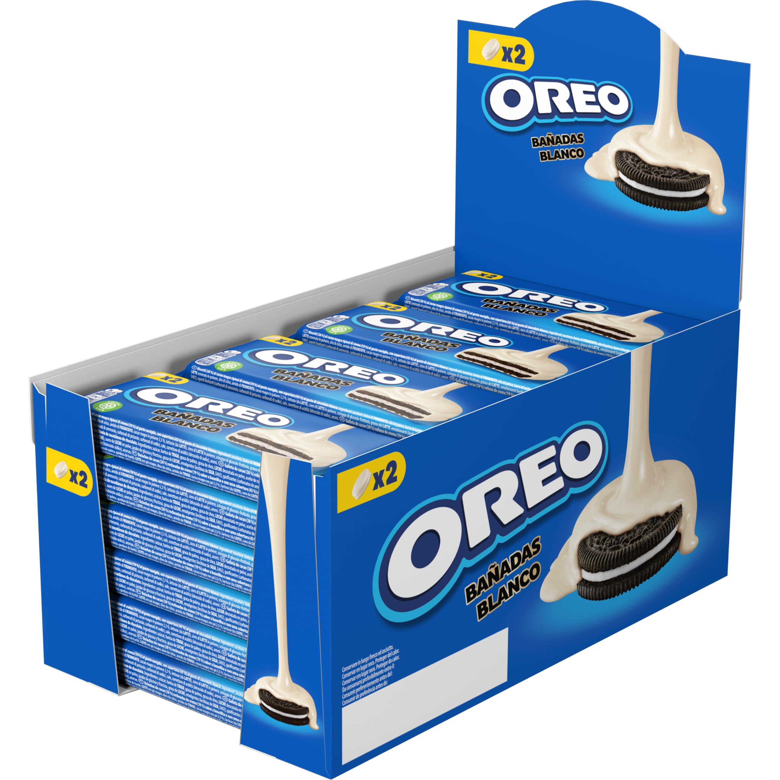 Oreo Banadas Blanco, Biscotti con copertura al Gusto di Cioccolato Bianco, Il tuo Oreo avvolto da una golosa copertura di Cioccolato, 24x41g (24 monoporzioni da 41g)