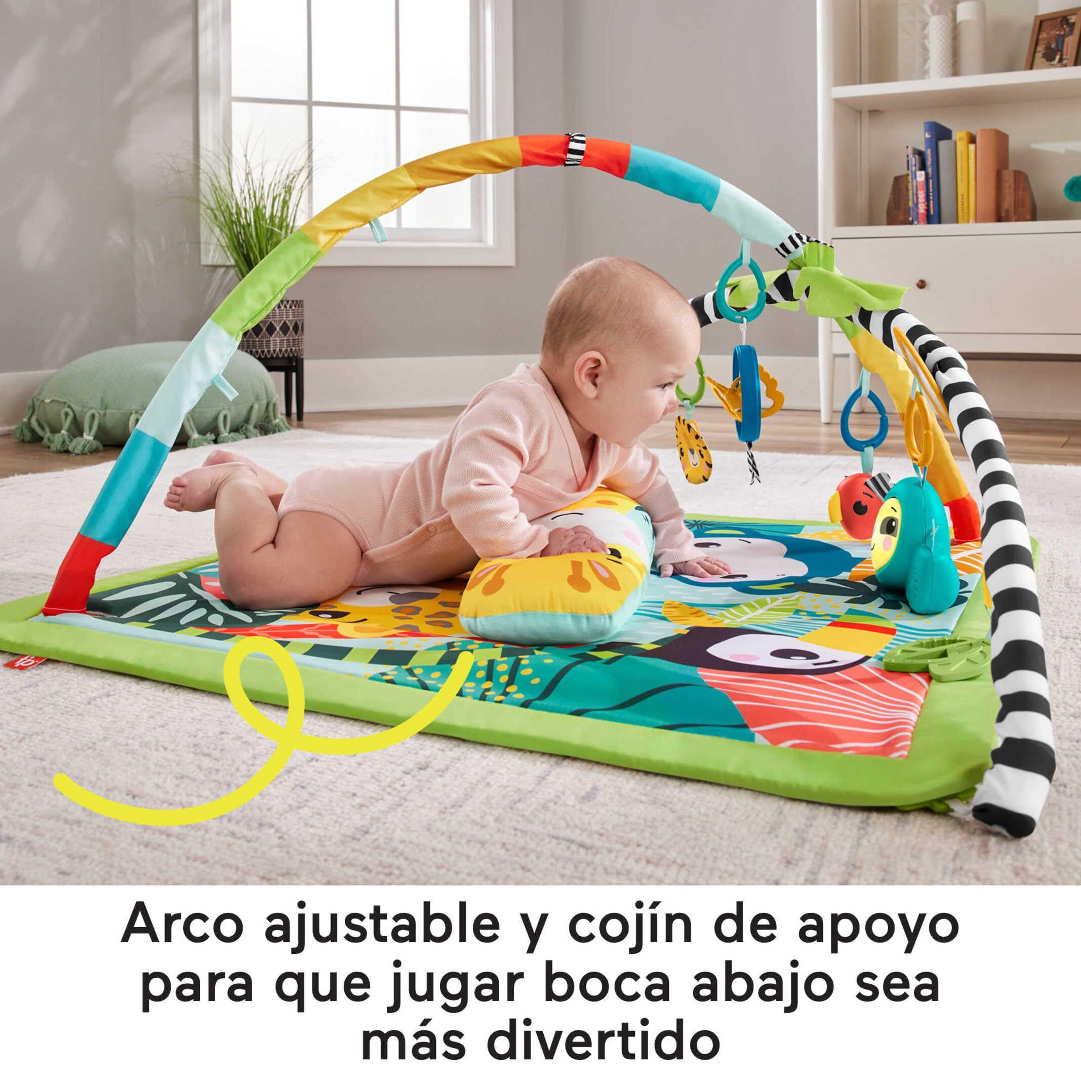Fisher-Price Alfombra Gimnasio sensorial de Actividades Selva Tropical 3 en 1, con Accesorios, Luces y Sonidos, Juguete para bebé recién Nacido (Mattel HJW08)