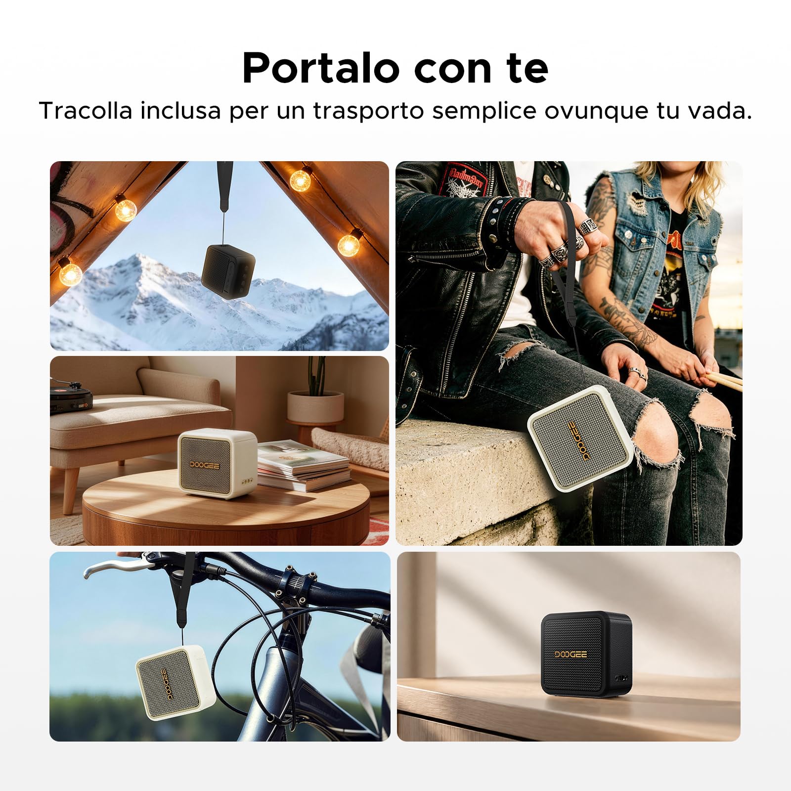Cassa Portatile 20W Picco,Speaker Wireless IP67 Impermeabile Antipolvere e Antiurto,14 Ore Autonomia,TWS Stereo,Vivavoce,USB TF AUX (BLACK)