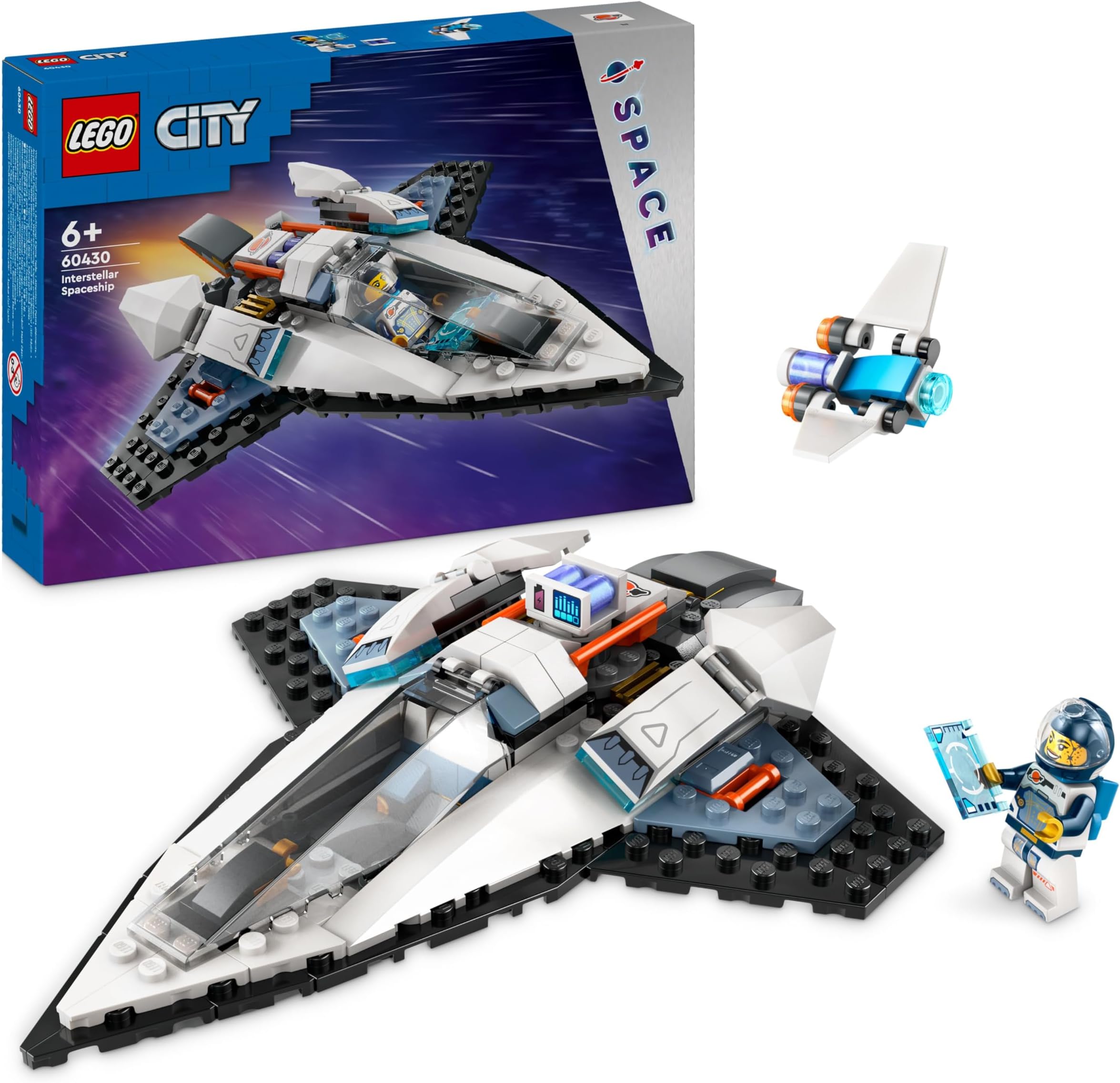 LEGO City Interstellar Spaceship Toy Set, Outer Space Building Toys for 6 Plus Year Old boys, Girls & Kids, With Astronaut Minifigure for Imaginative Play, Birthday Gift Idea 60430